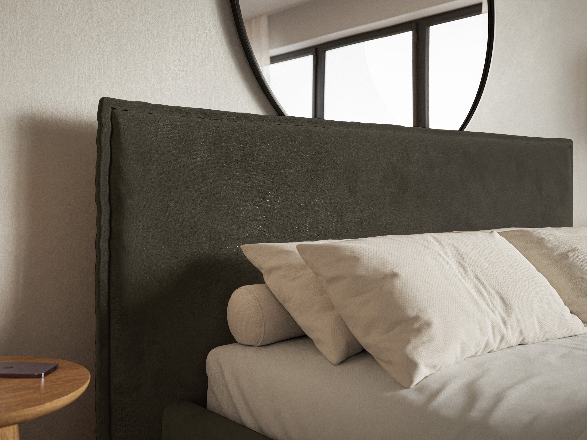 Łóżko tapicerowane 140x200 cm Softie z pojemnikiem ciemnozielone welur hydrofobowy stelaż metalowy