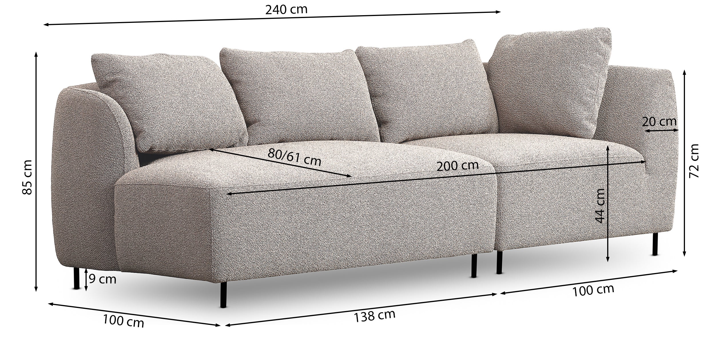 Sofa modułowa Lanomi beżowa boucle
