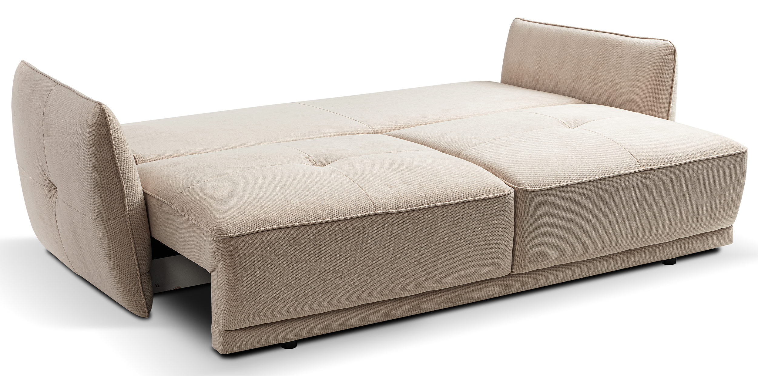 Kanapa rozkładana trzyosobowa Laristia z pojemnikiem beżowa szenil hydrofobowy