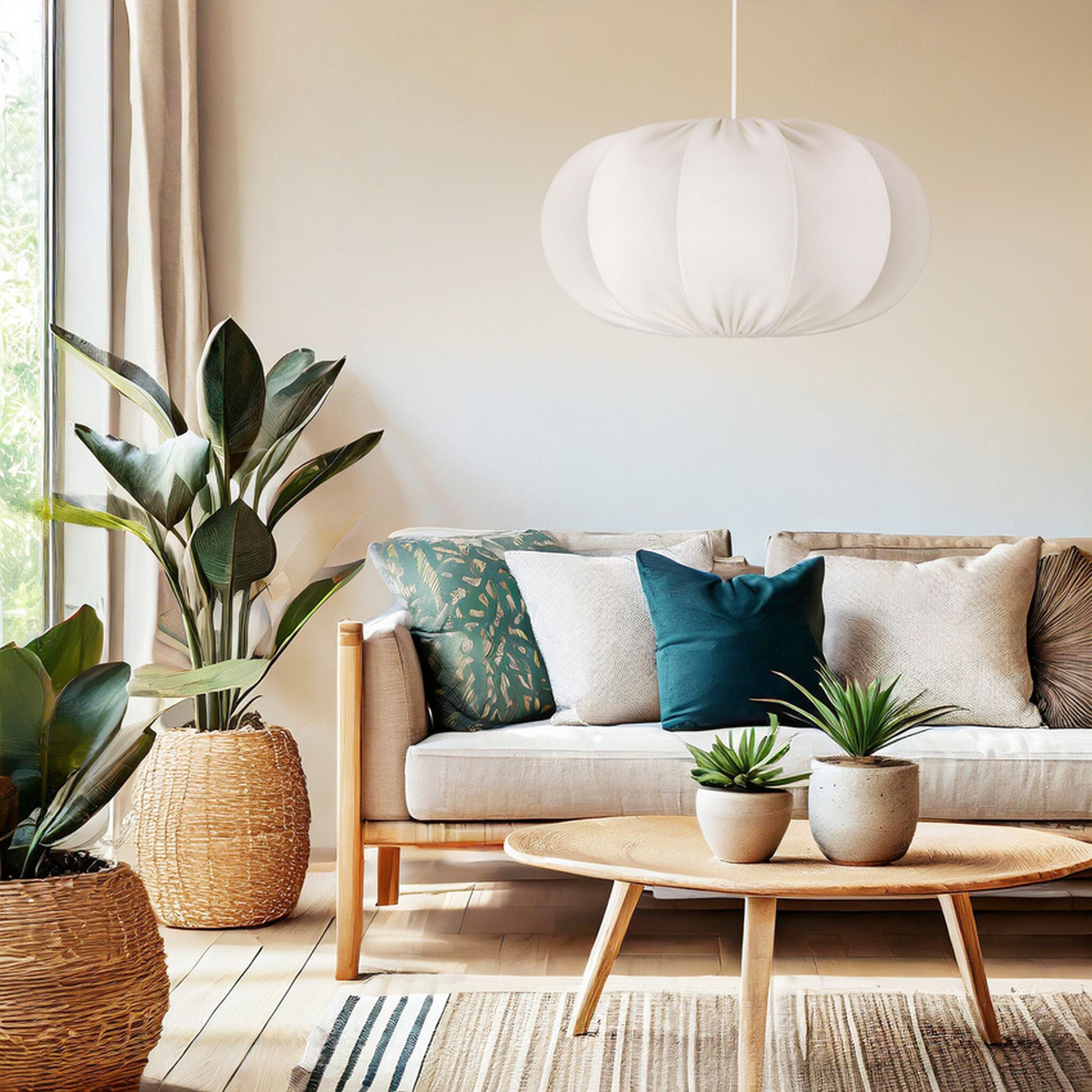 Lampa wisząca Cafee średnica 66 cm latte z białą podstawą