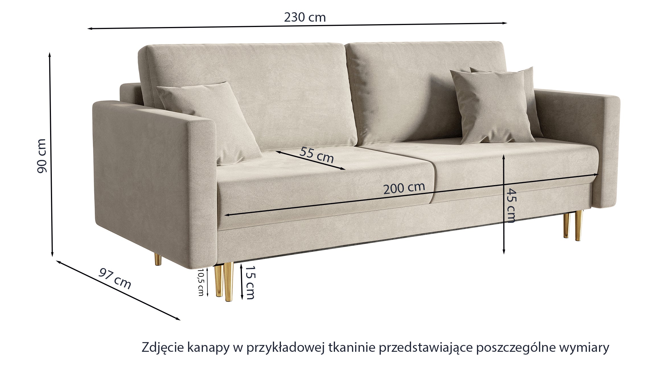 Kanapa rozkładana trzyosobowa Valico różowa velvet hydrofobowy