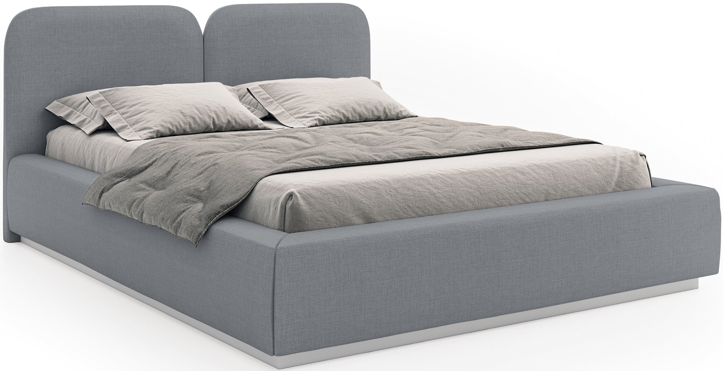 Łóżko tapicerowane 160x200 cm Comoves z oświetleniem LED szare szenil