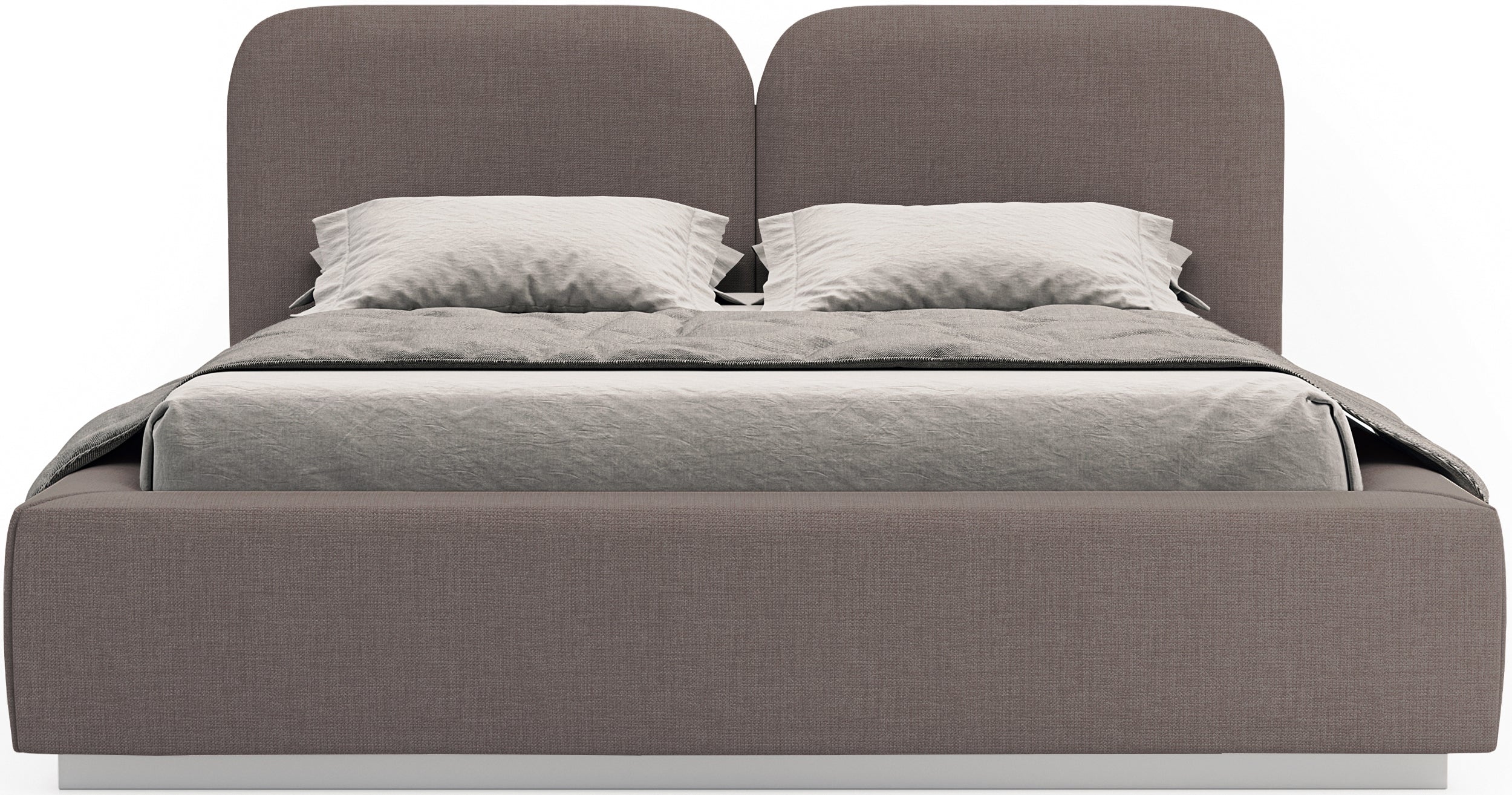 Łóżko tapicerowane 140x200 cm Comoves z pojemnikiem stelaż metalowy brązowe szenil