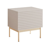 Szafka nocna Linearis z uchylnym schowkiem i oświetleniem LED 46 cm kaszmir na złotych nóżkach