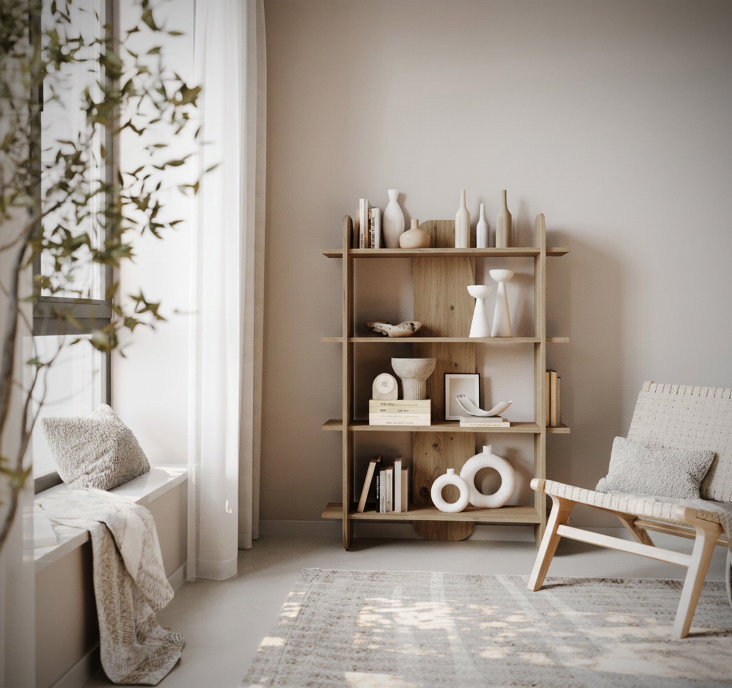 Regał Livio z czterema półkami 107 cm Dąb Evoke