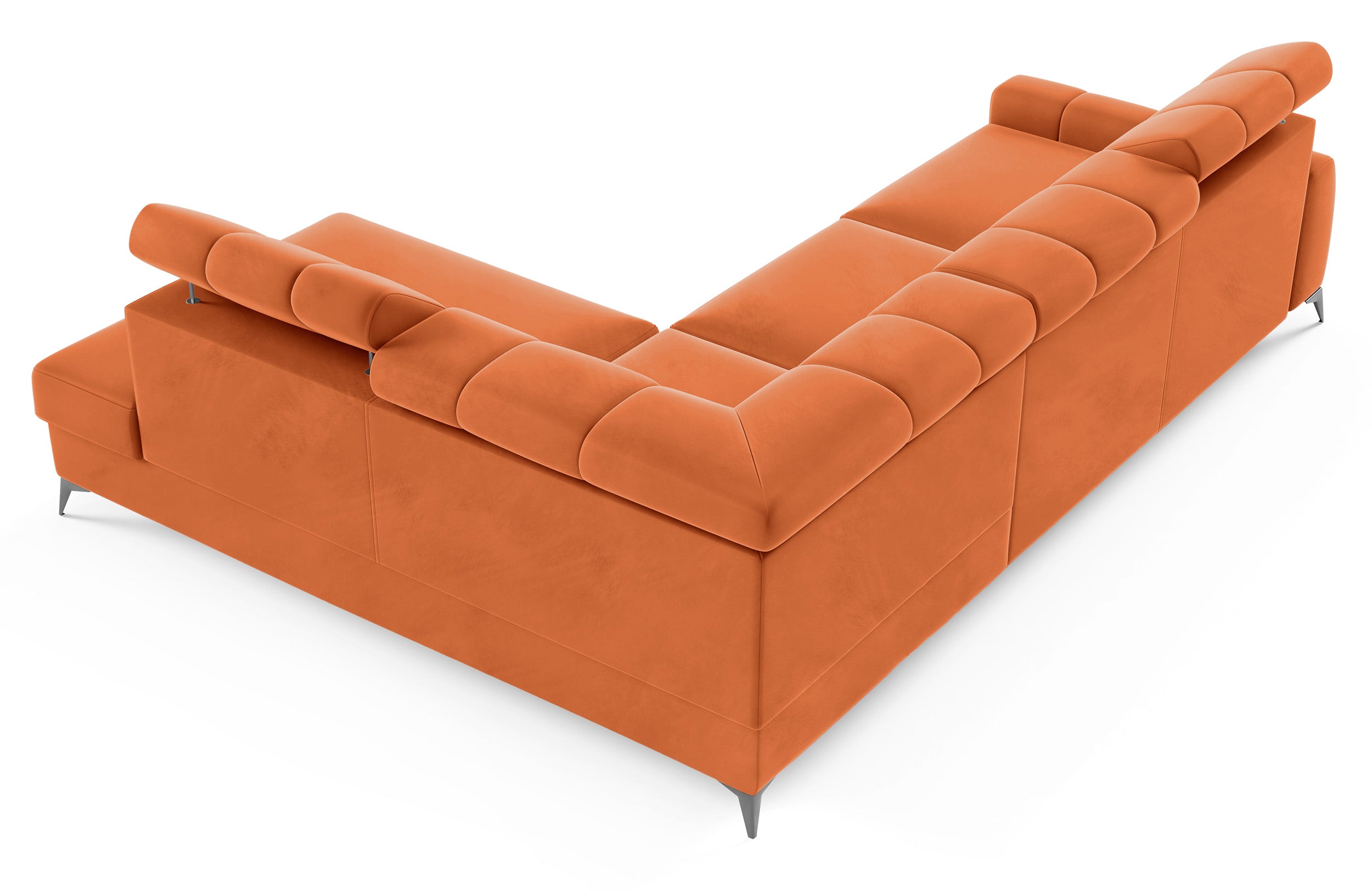 Narożnik z funkcją spania London L-kształtny prawostronny z pojemnikiem miedziany welur