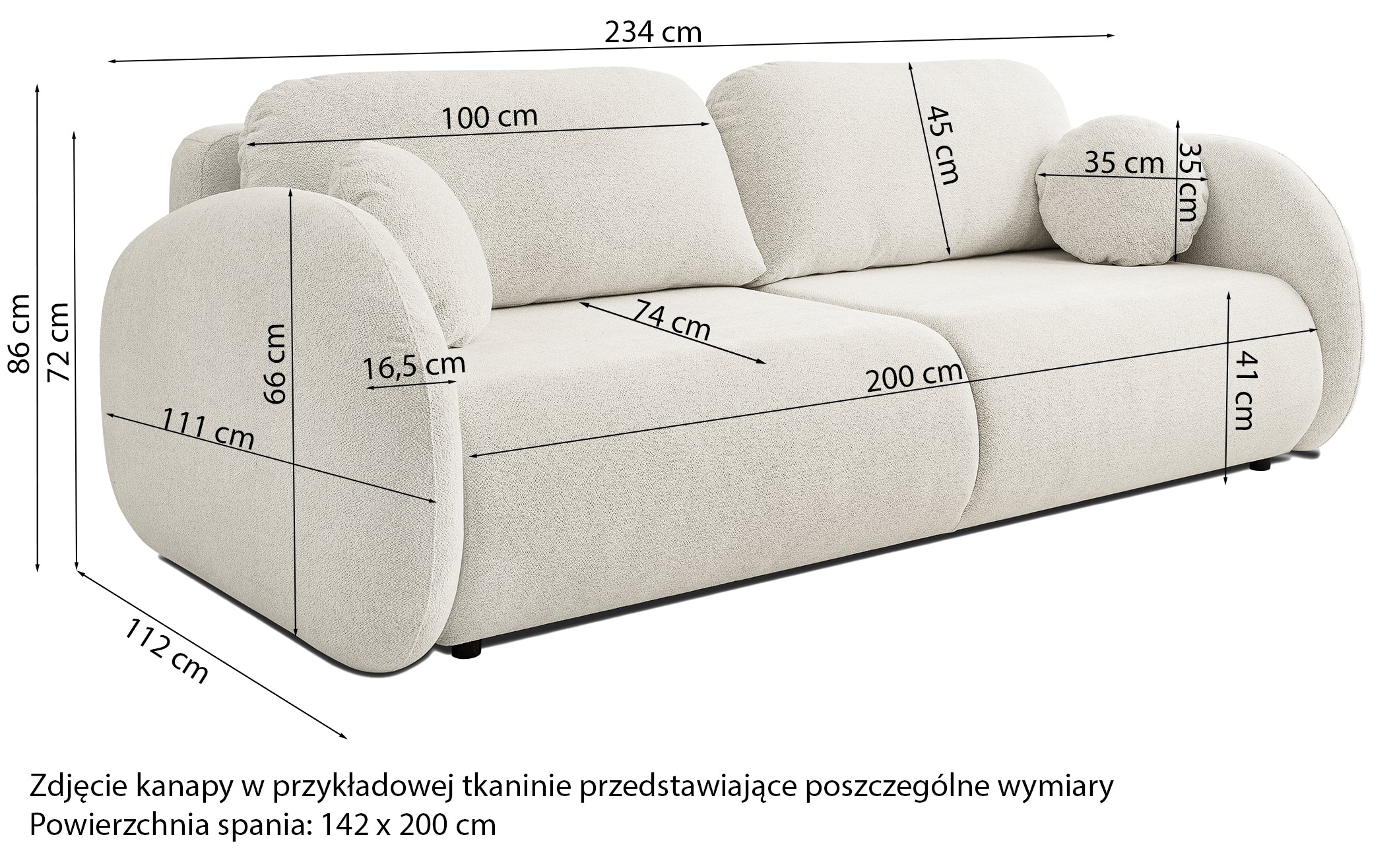 Kanapa rozkładana trzyosobowa Ovally z pojemnikiem oliwkowa szenil