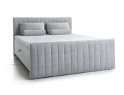Łóżko kontynentalne Lullabino 160x200 cm z pojemnikami i topperem jasnoszare sztruks