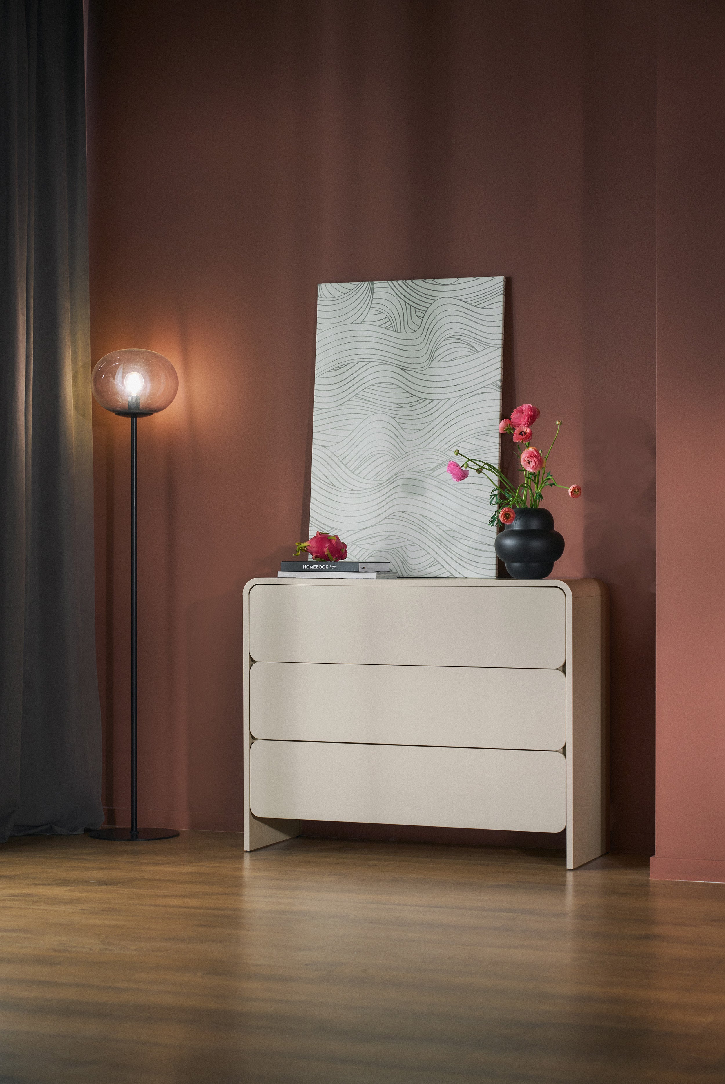 Komoda Lummo z trzema szufladami 100 cm kaszmir