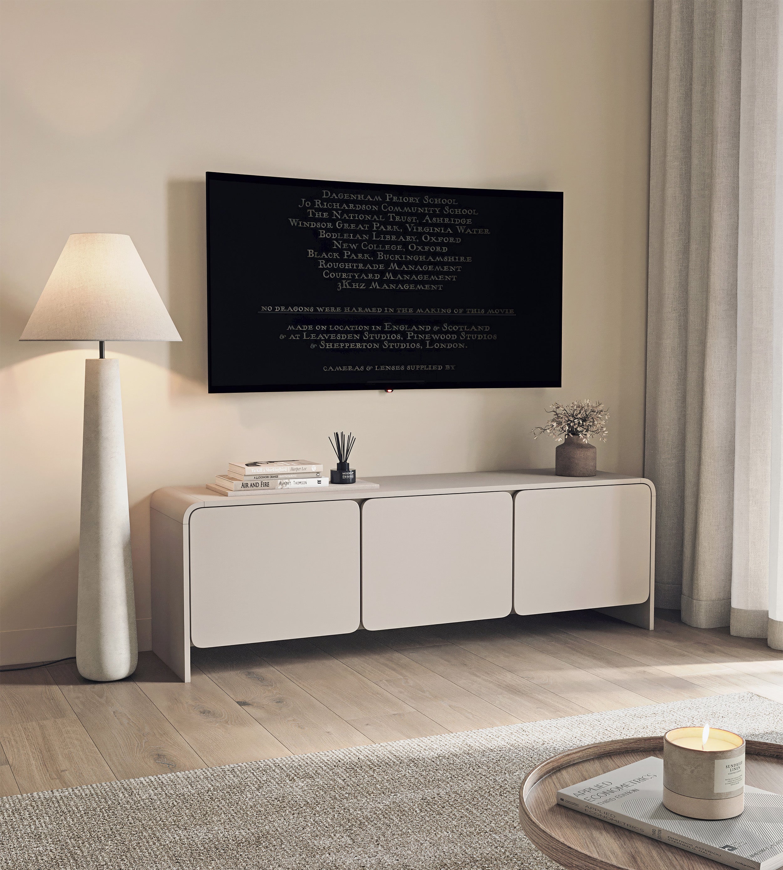 Szafka RTV trzydrzwiowa Lummo 156 cm kaszmir