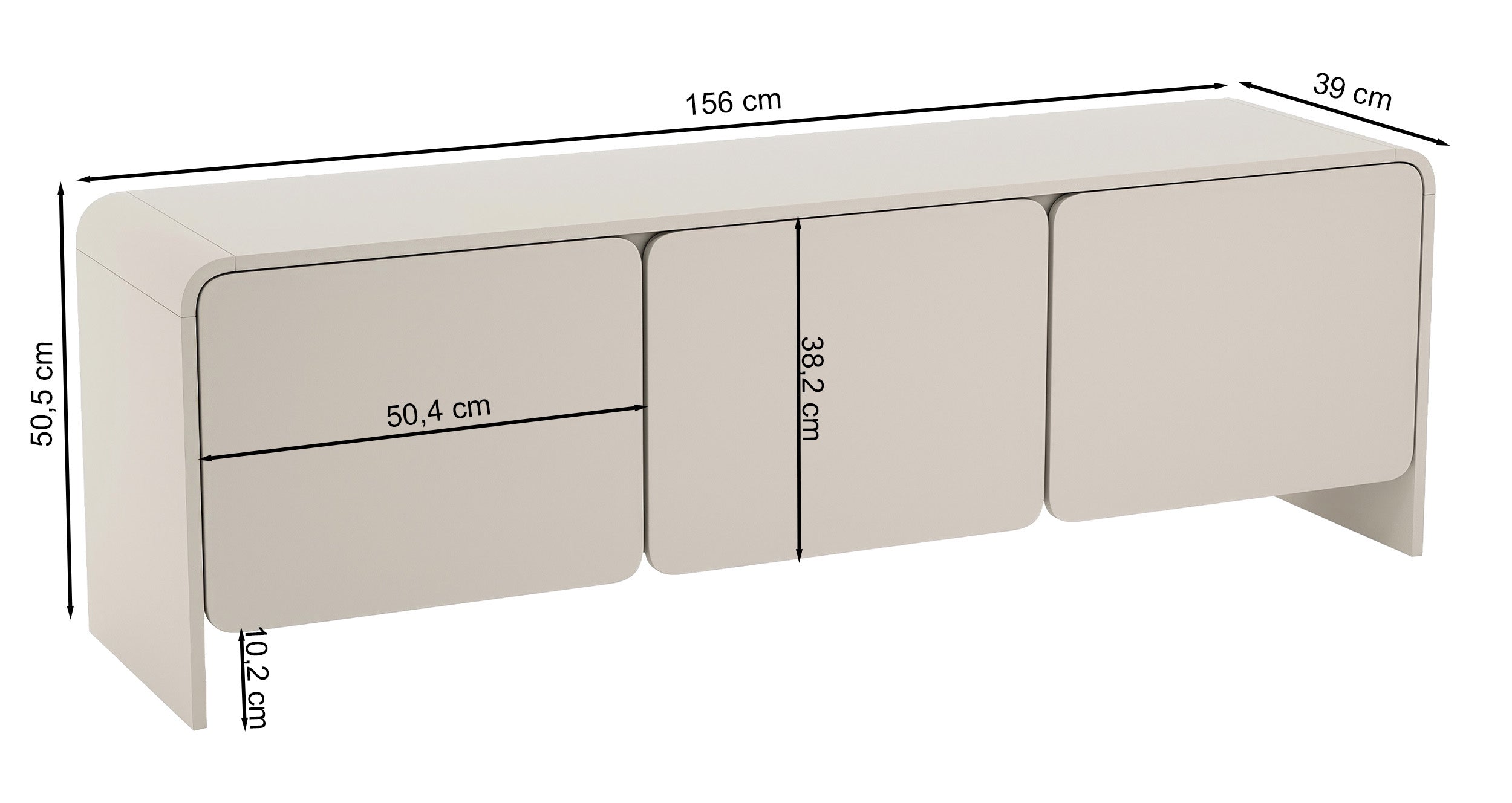 Szafka RTV trzydrzwiowa Lummo 156 cm kaszmir
