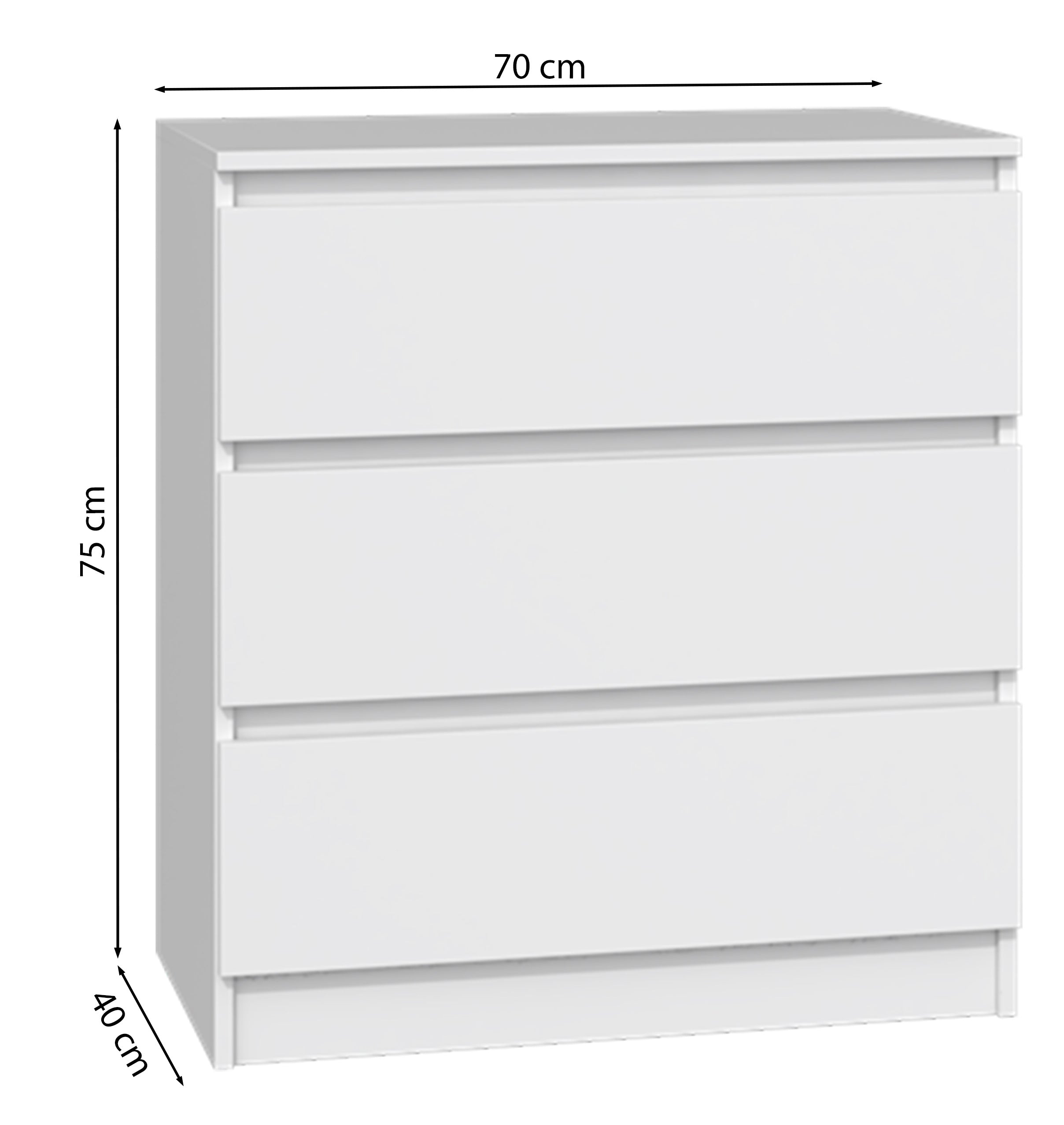 Komoda Malwa z trzema szufladami 70 cm kaszmir