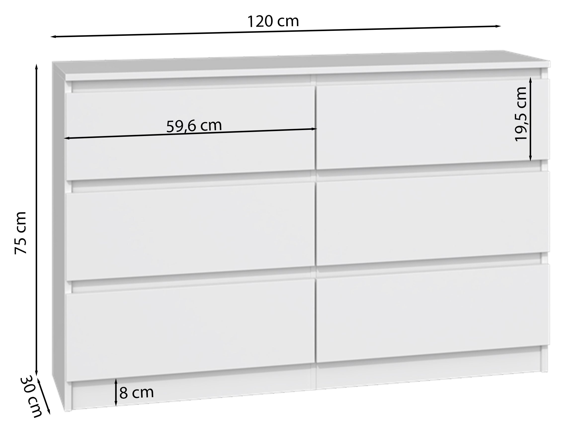 Komoda Malwa z sześcioma szufladami 120 cm kaszmir