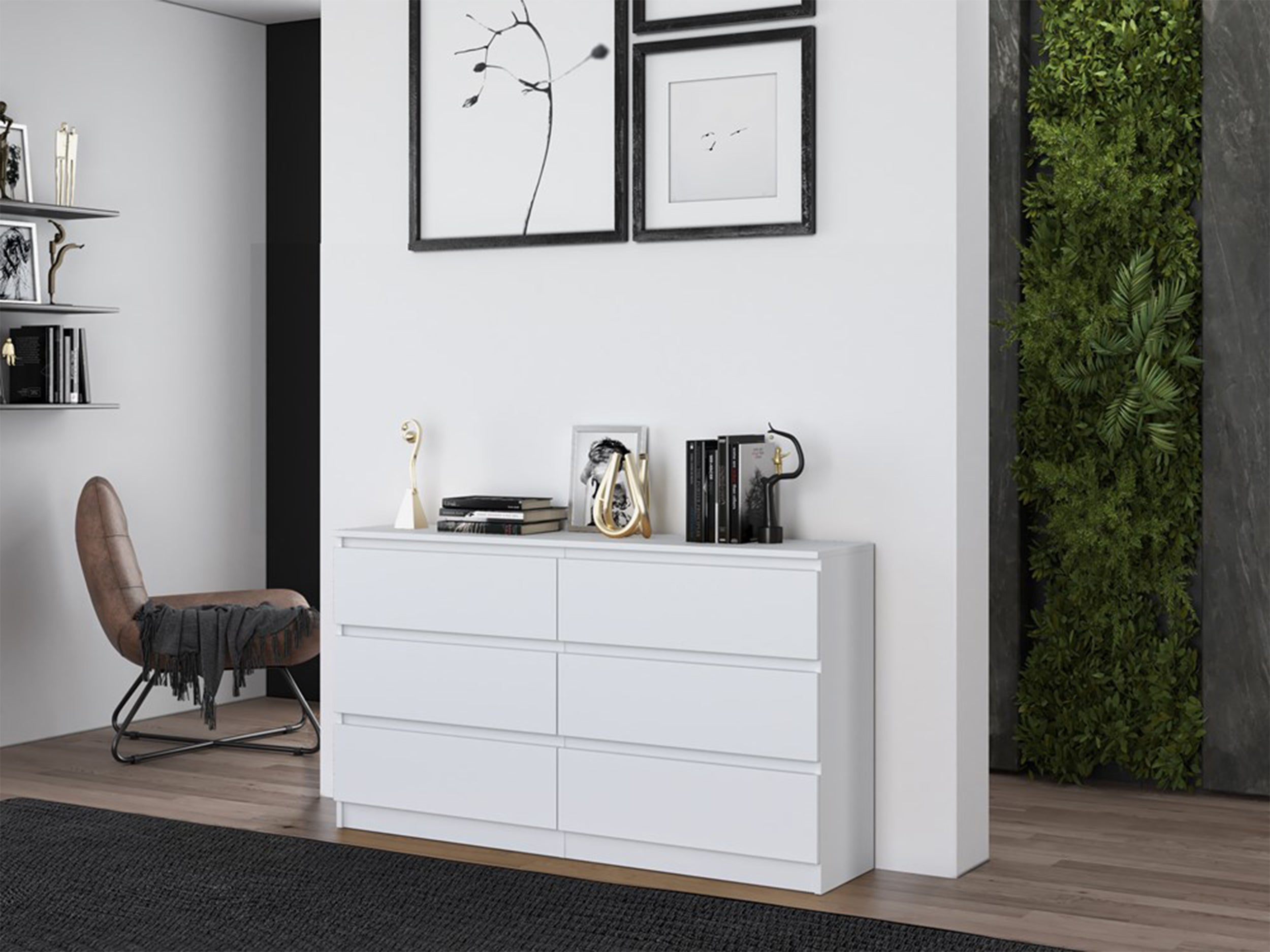 Komoda Malwa z sześcioma szufladami 138 cm biała