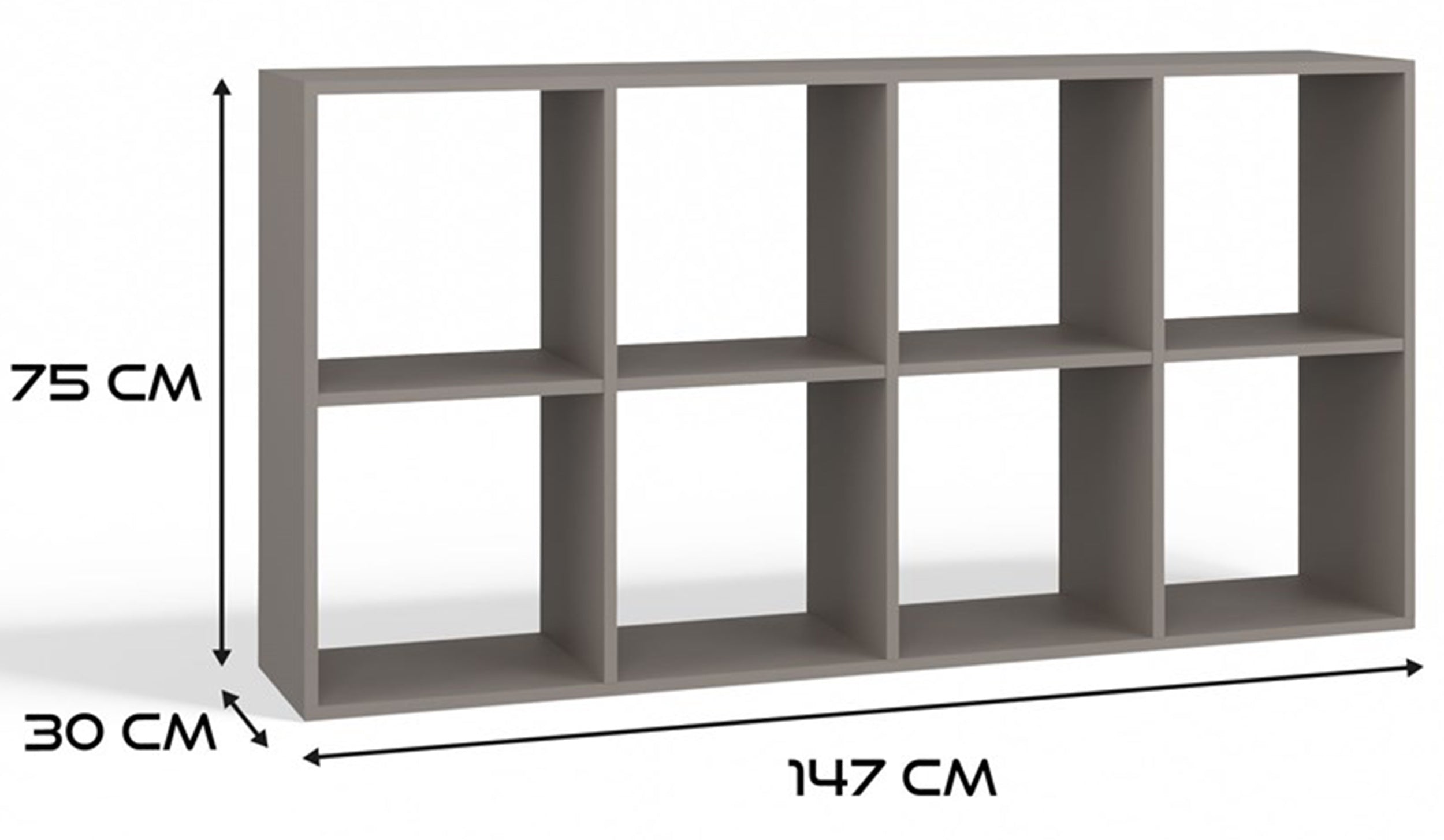 Regał otwarty Malax z ośmioma półkami 147 cm szary