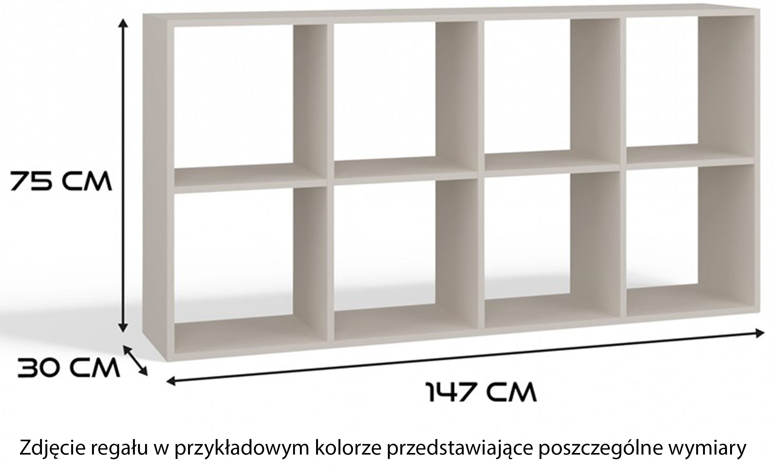 Regał otwarty Malax z ośmioma półkami 147 cm biały