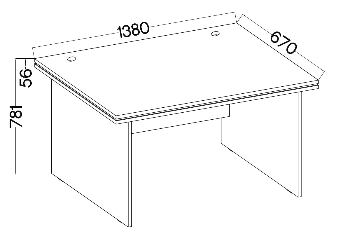 Biurko Stundly 138 cm Dąb artisan z czarną obwódką