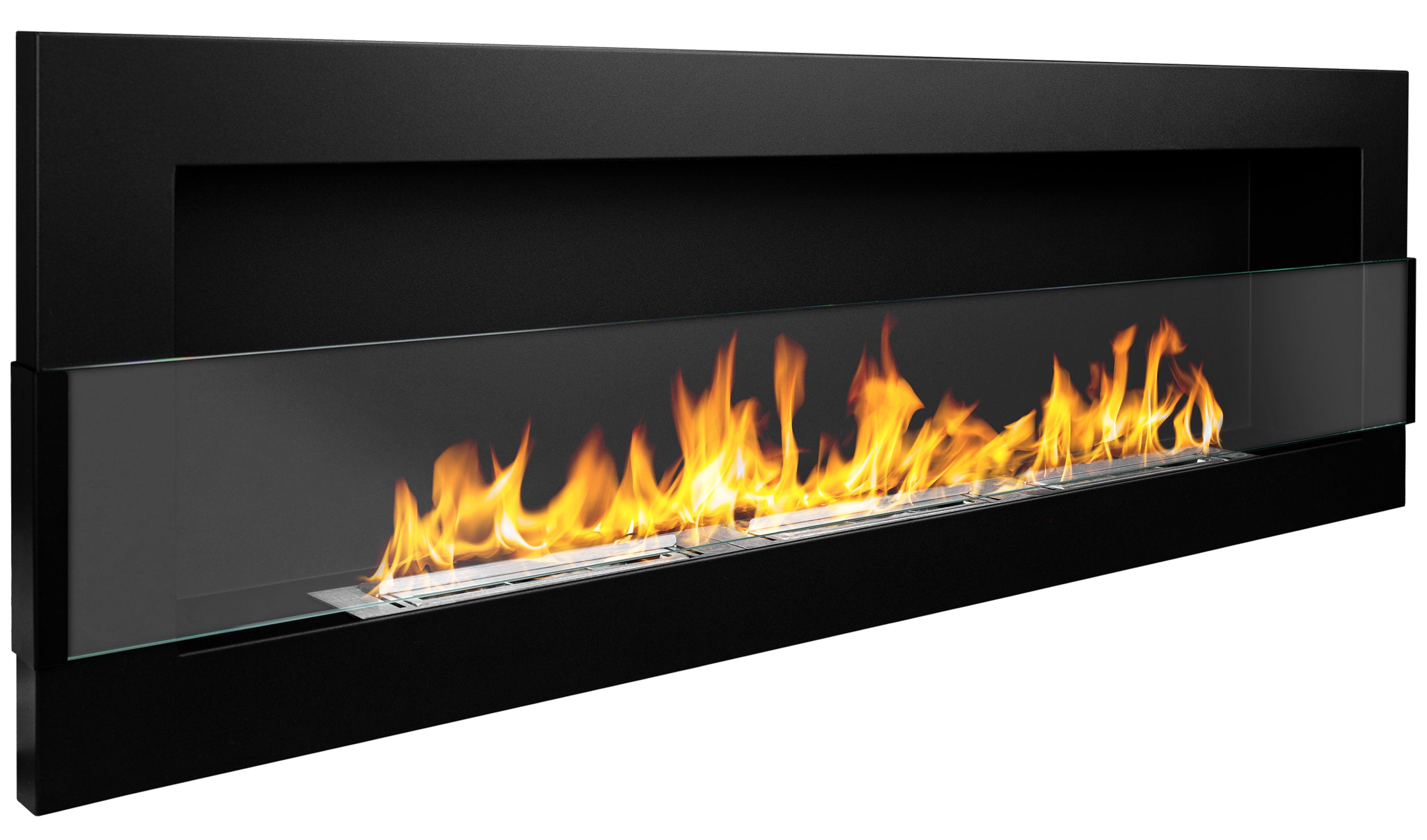 Biokominek wiszący Maltern 120x40 cm z szybą czarny strukturalny