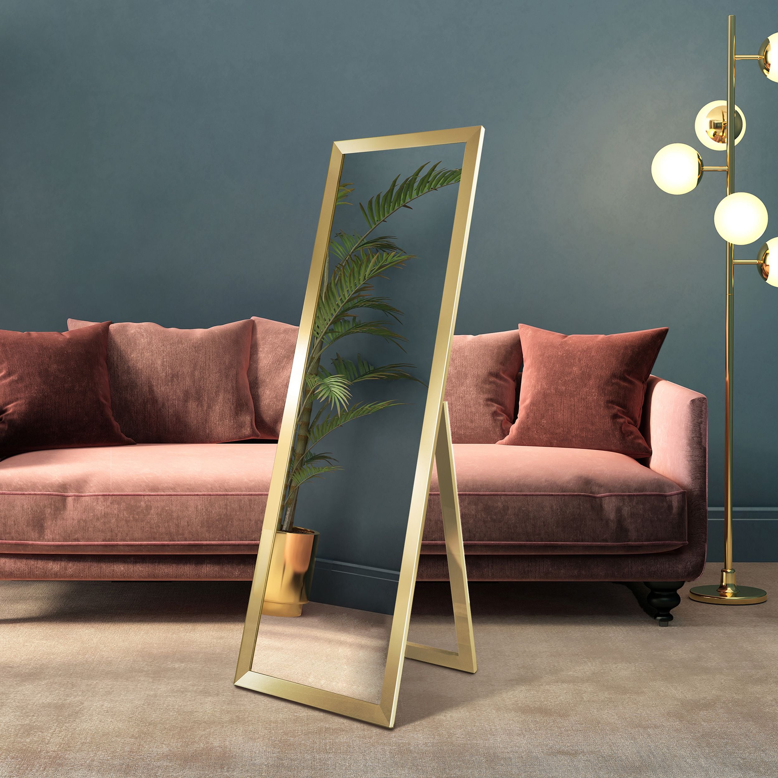 Lustro stojące Manouss 146x46 cm w złotej ramie