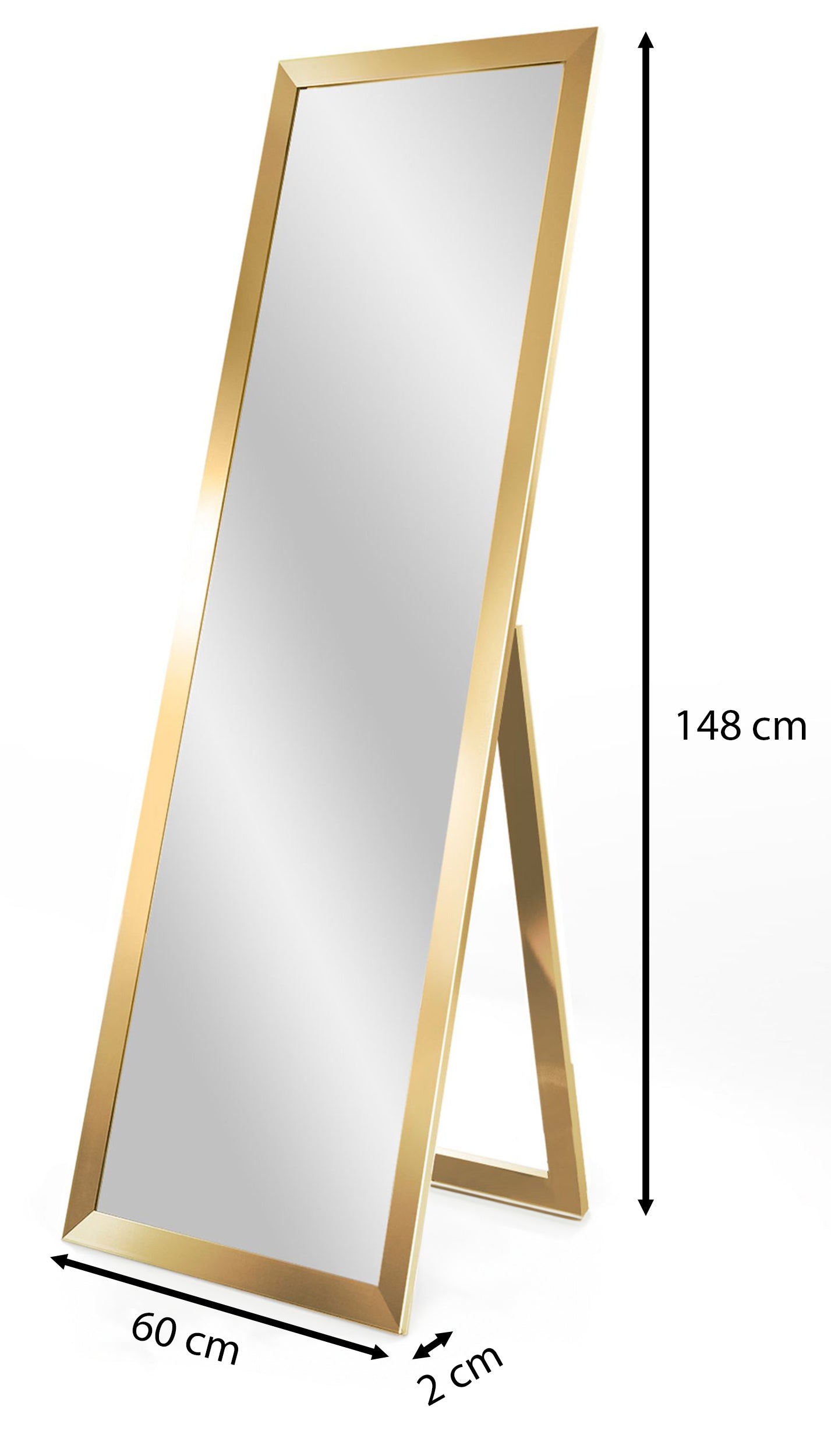 Lustro stojące Manouss 146x46 cm w złotej ramie