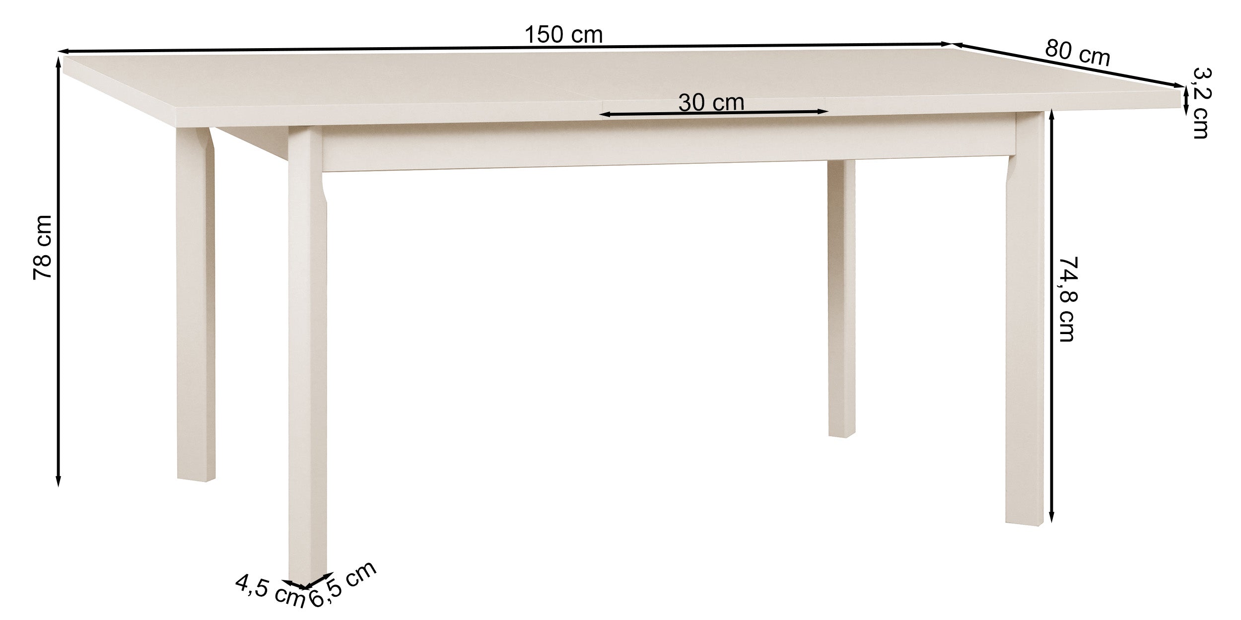 Stół drewniany do jadalni rozkładany Bantale 120-150x80 cm kaszmir