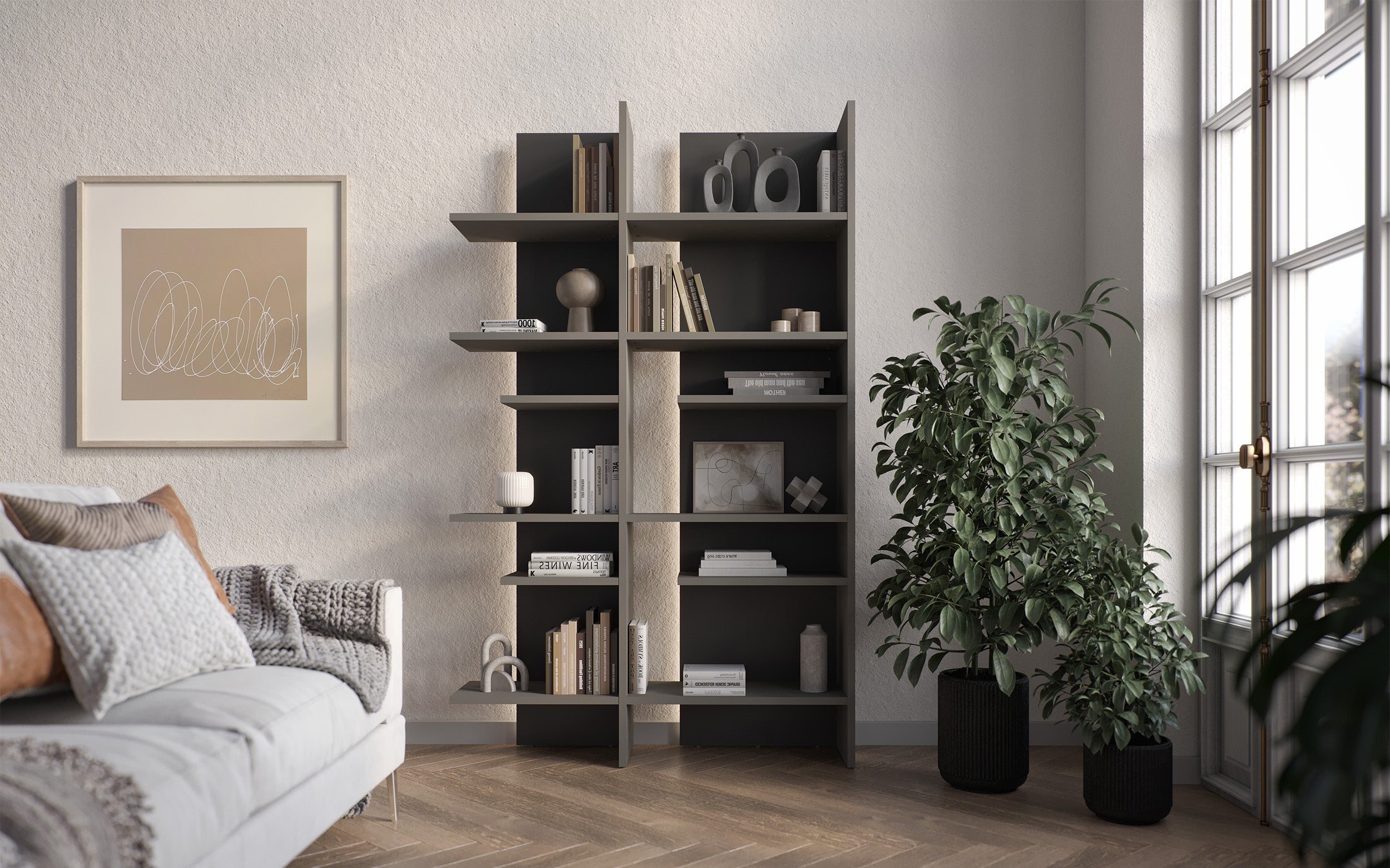 Regał otwarty Fitt z oświetleniem LED 120 cm metaliczny prawy