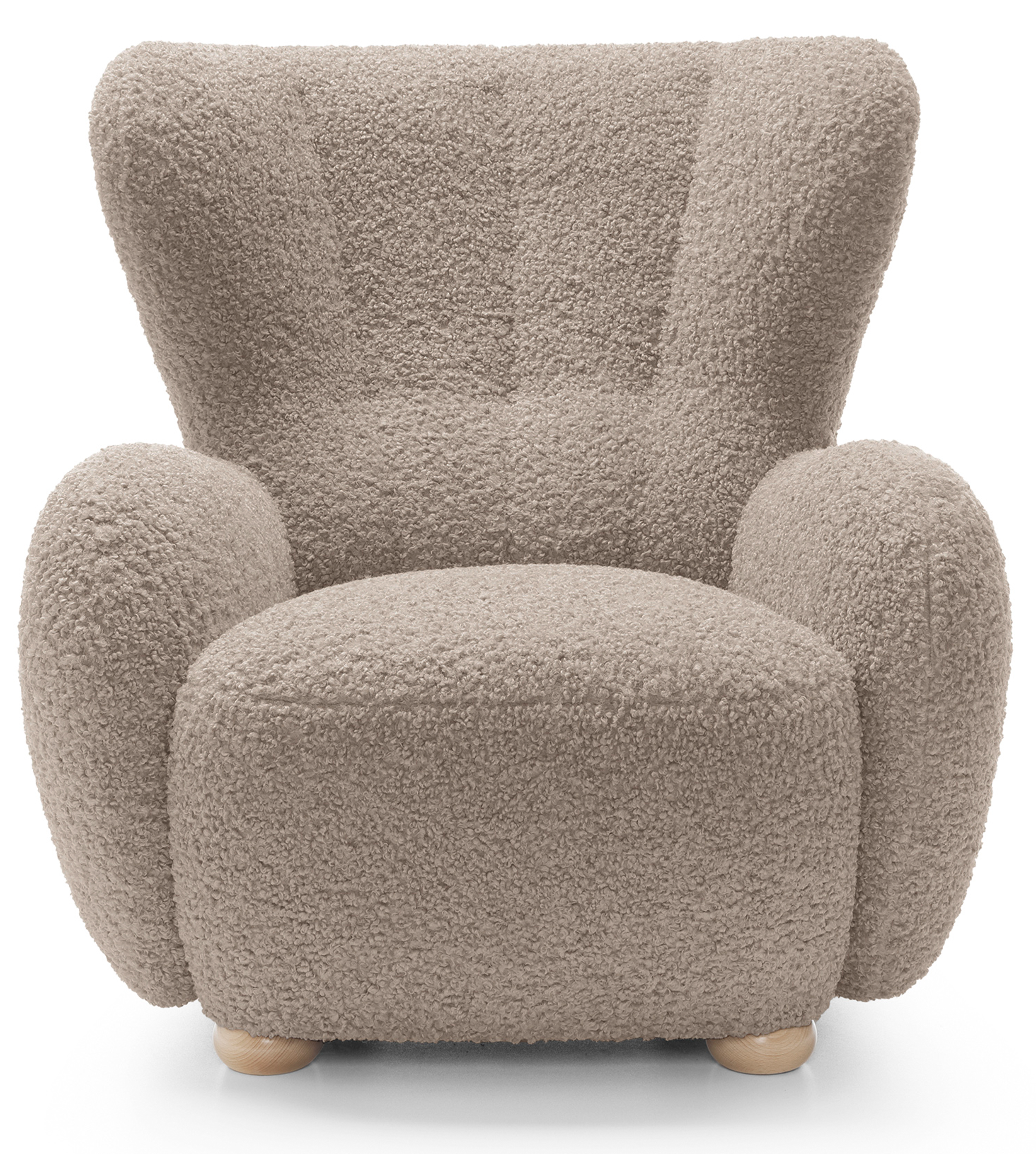 Fotel kubełkowy Milele beżowy boucle nogi buk