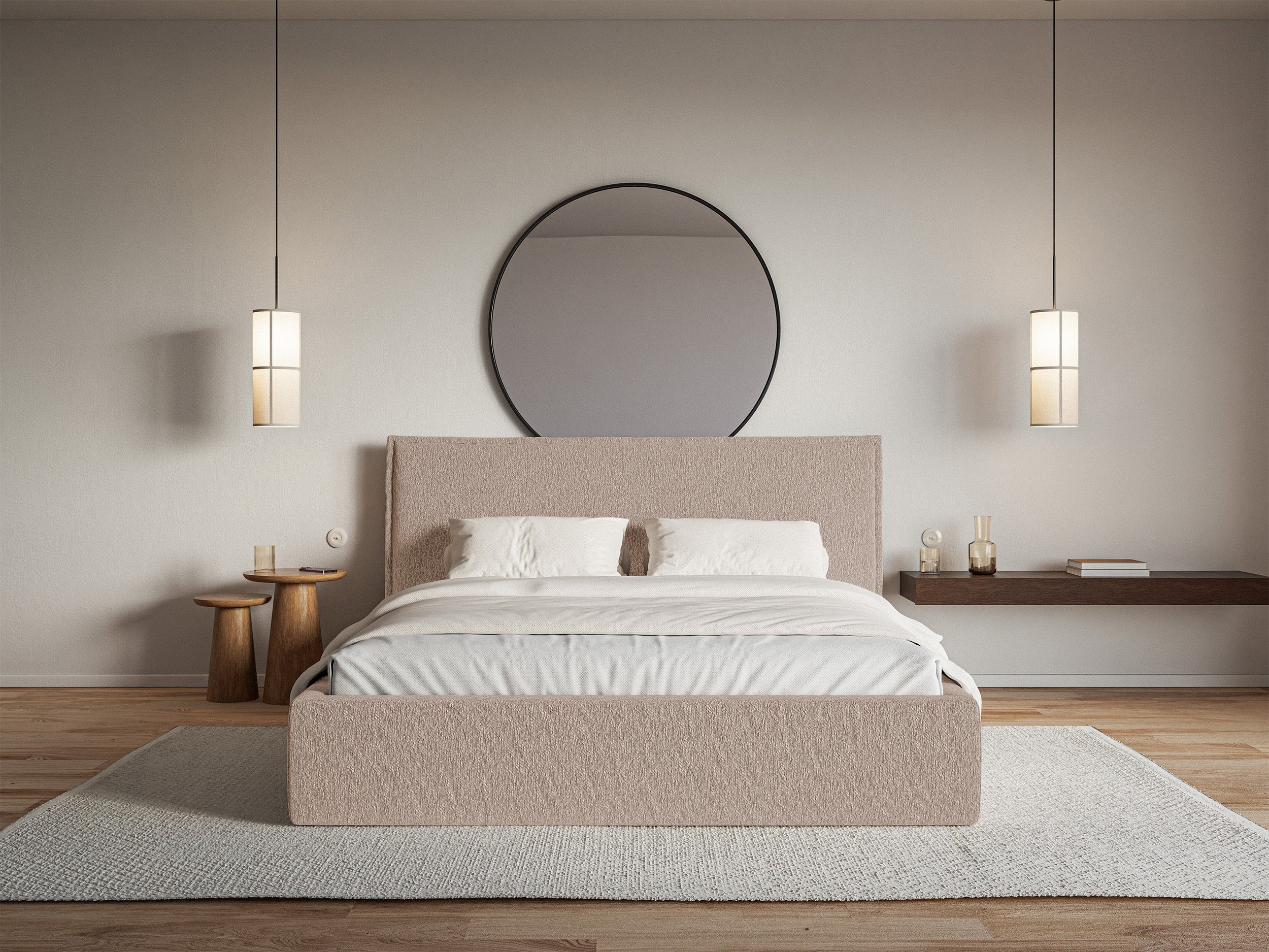 Łóżko tapicerowane 180x200 cm Softie ciemnobeżowe szenil