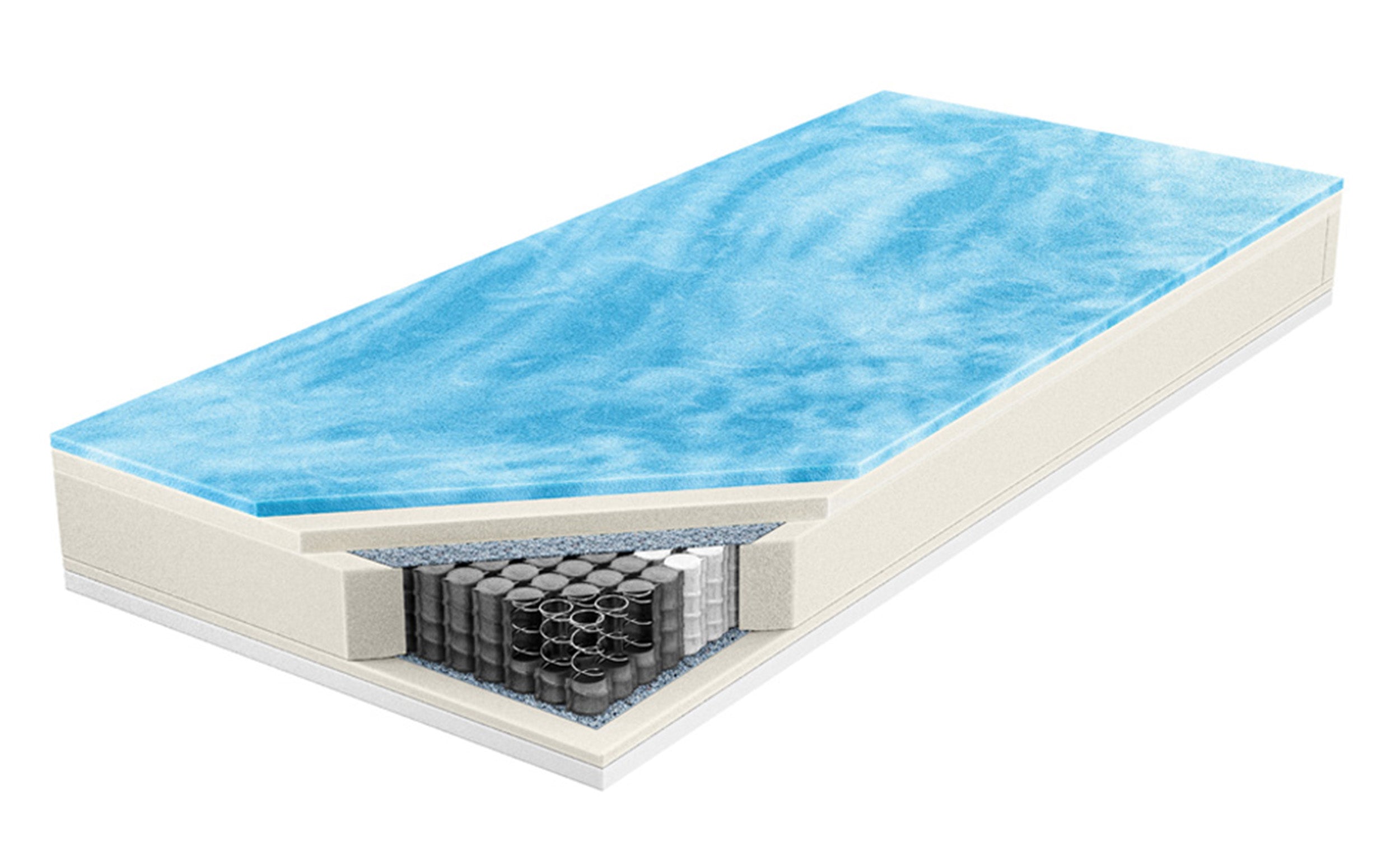 Materac kieszeniowy 160x200 cm Majoa z pianką żelową i Visco, dwustronny, 7 stref twardości, hipoalergiczny