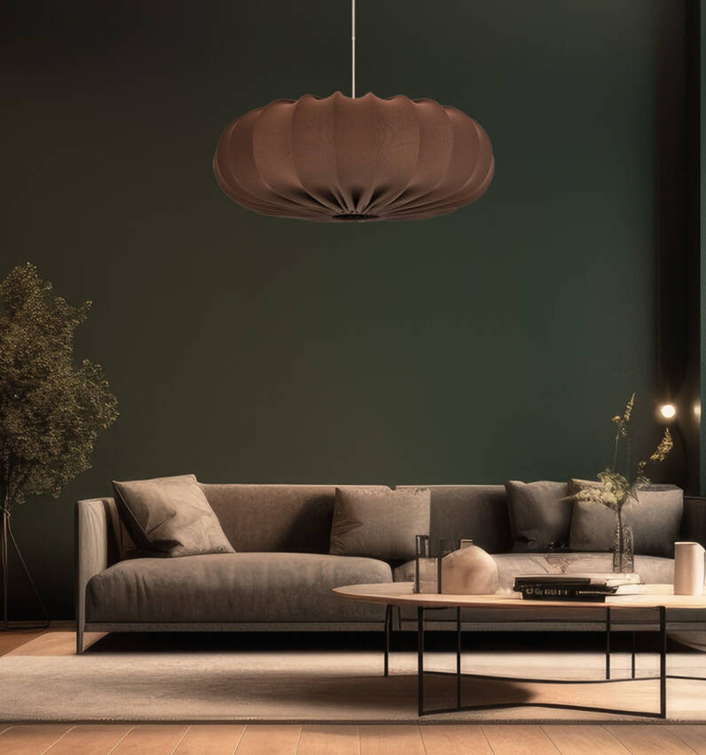 Lampa wisząca Cafee średnica 52 cm mokka z czarną podstawą