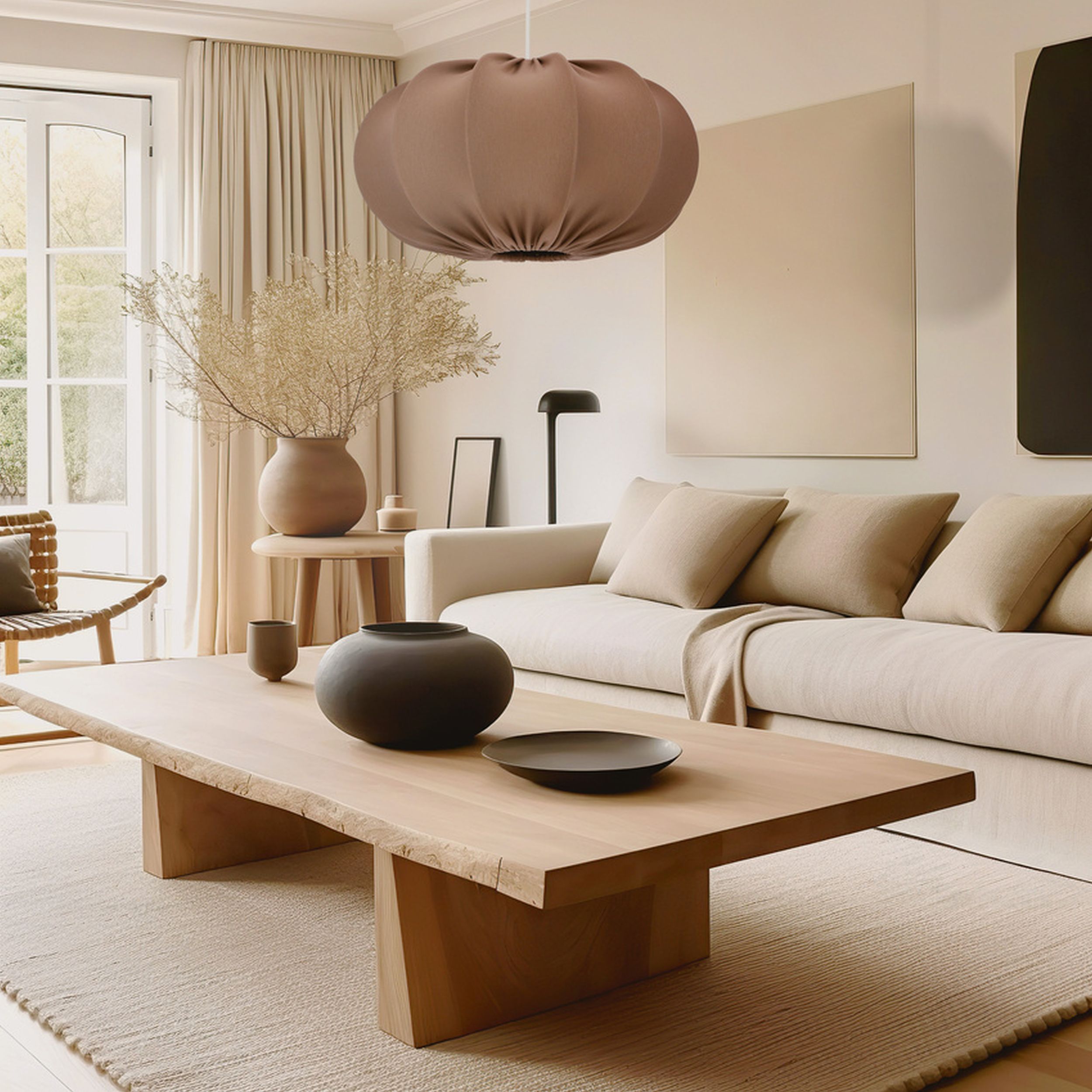 Lampa wisząca Cafee średnica 52 cm mokka z czarną podstawą