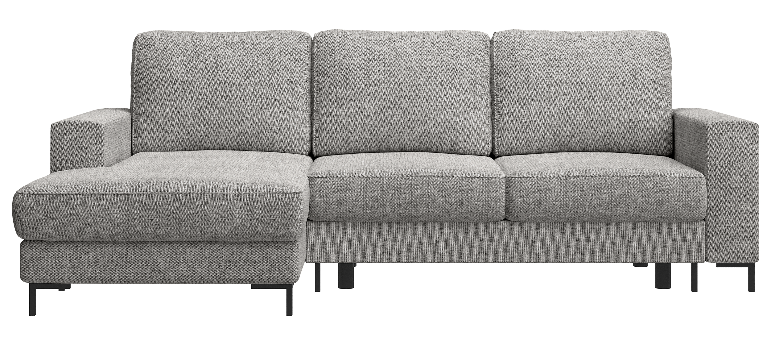 Narożnik z funkcją spania Mokpeo L-kształtny z dwoma pojemnikami na czarnych nóżkach szary szenil lewostronny