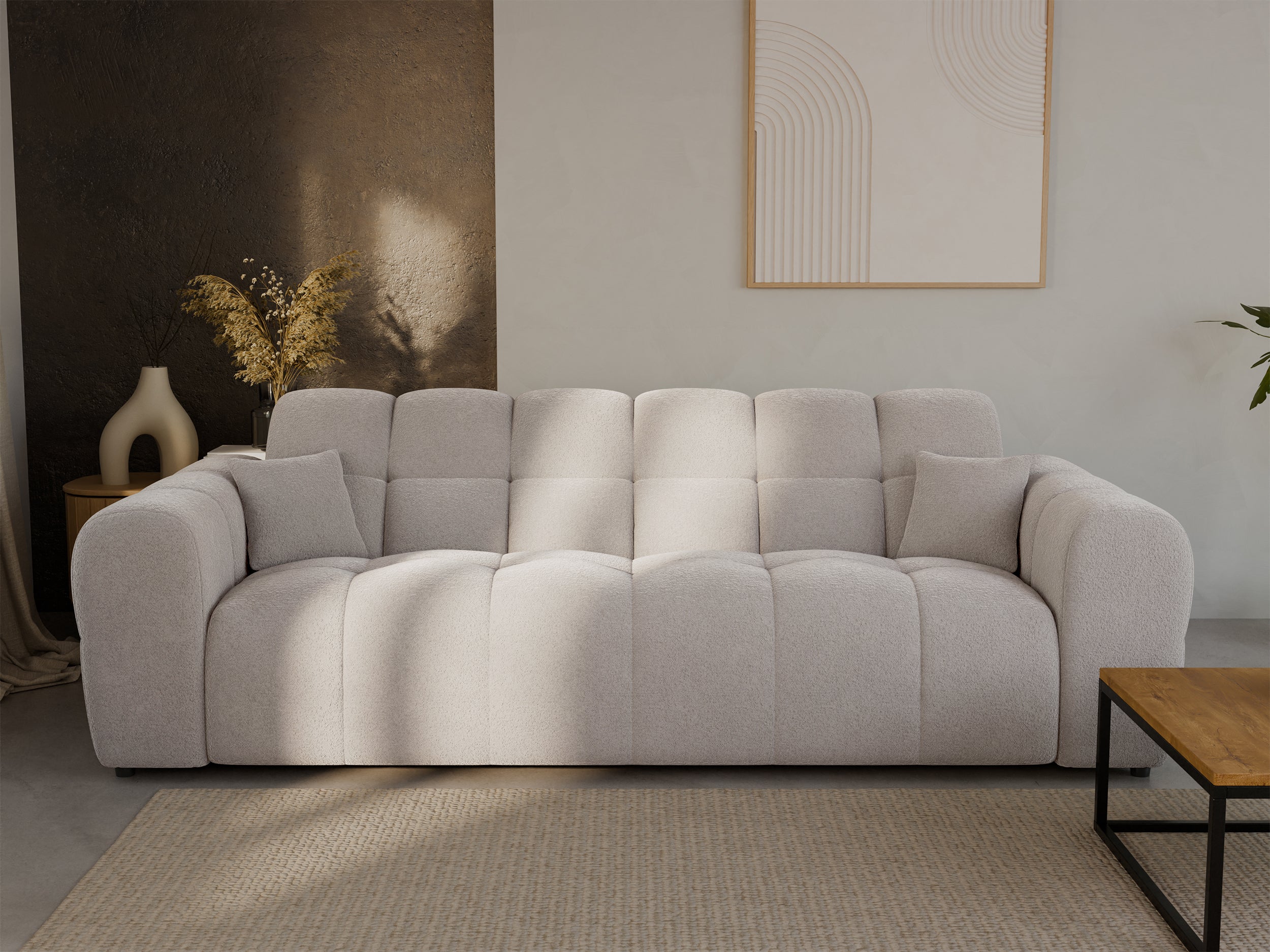 Sofa trzyosobowa Monti szarobeżowa szenil