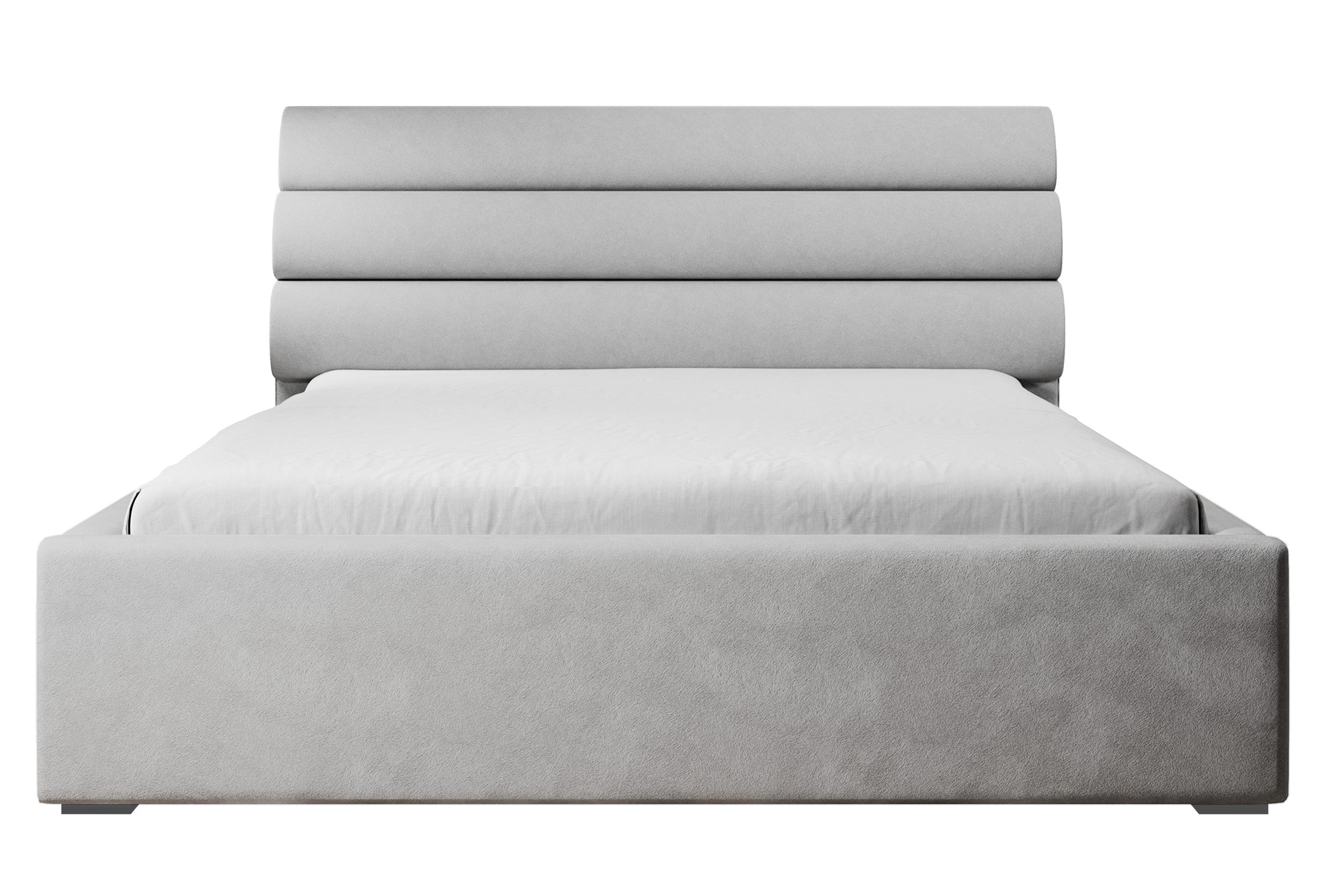 Łóżko tapicerowane 200x200 cm Havneby hydrofobowe szare