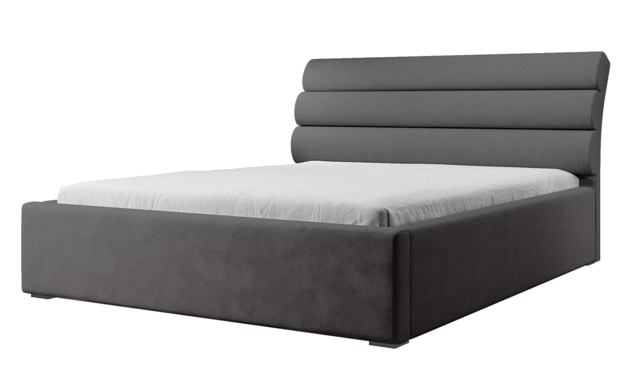 Łóżko tapicerowane 200x200 cm Havneby z pojemnikiem hydrofobowe ciemnoszare