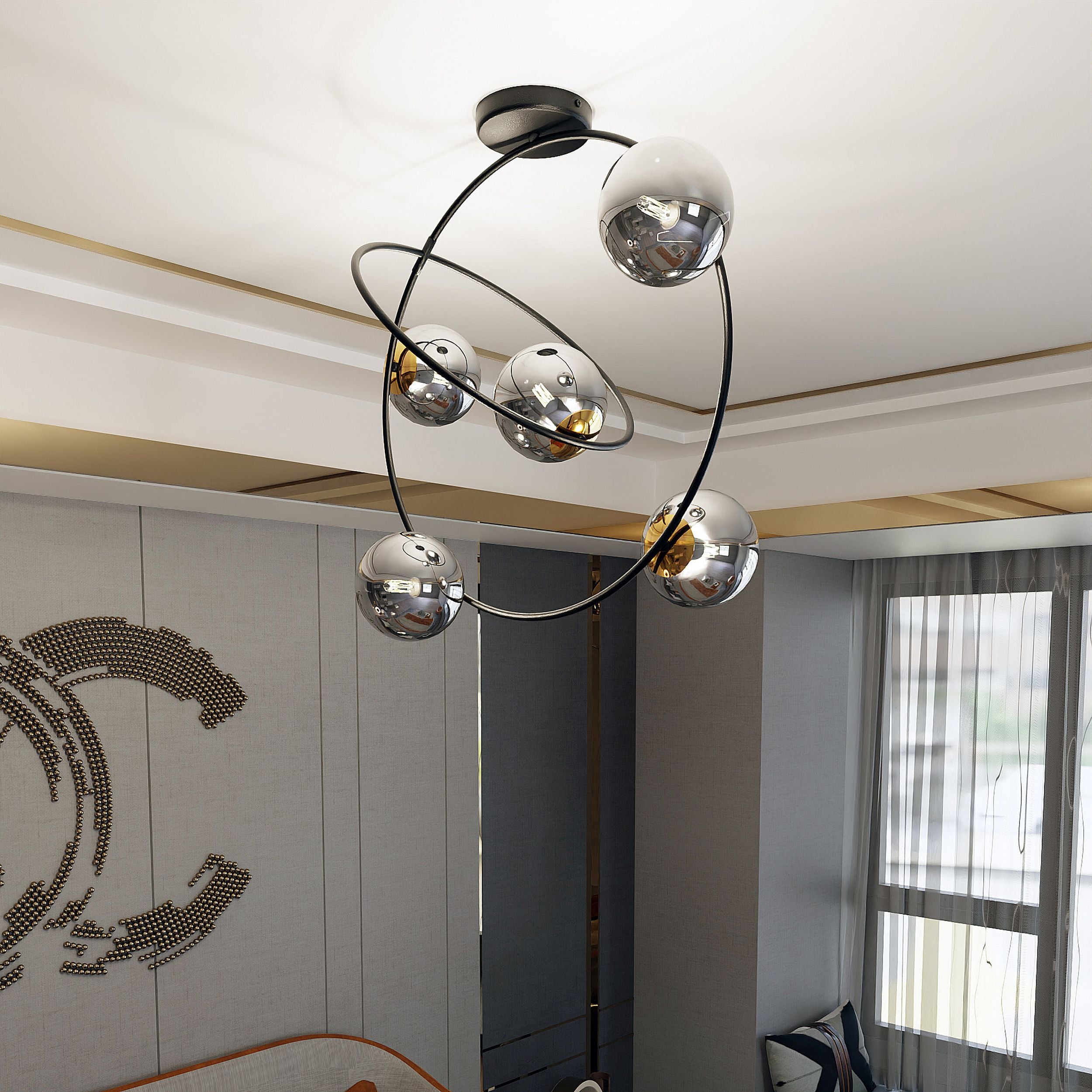 Lampa wisząca Mowella czarno-grafitowa x5