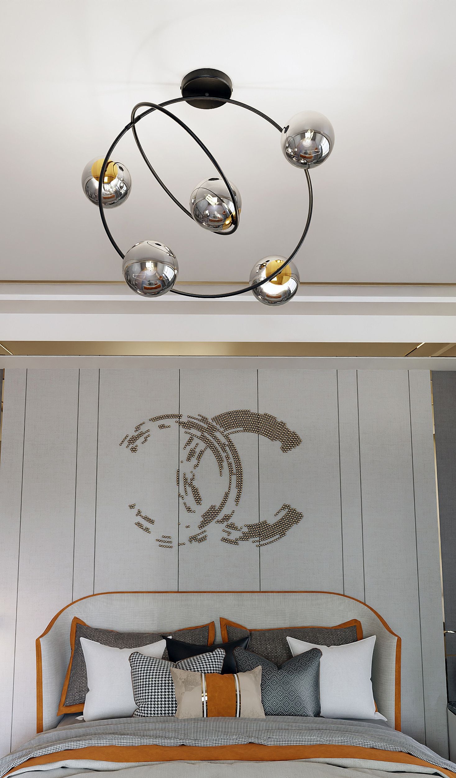 Lampa wisząca Mowella czarno-grafitowa x5