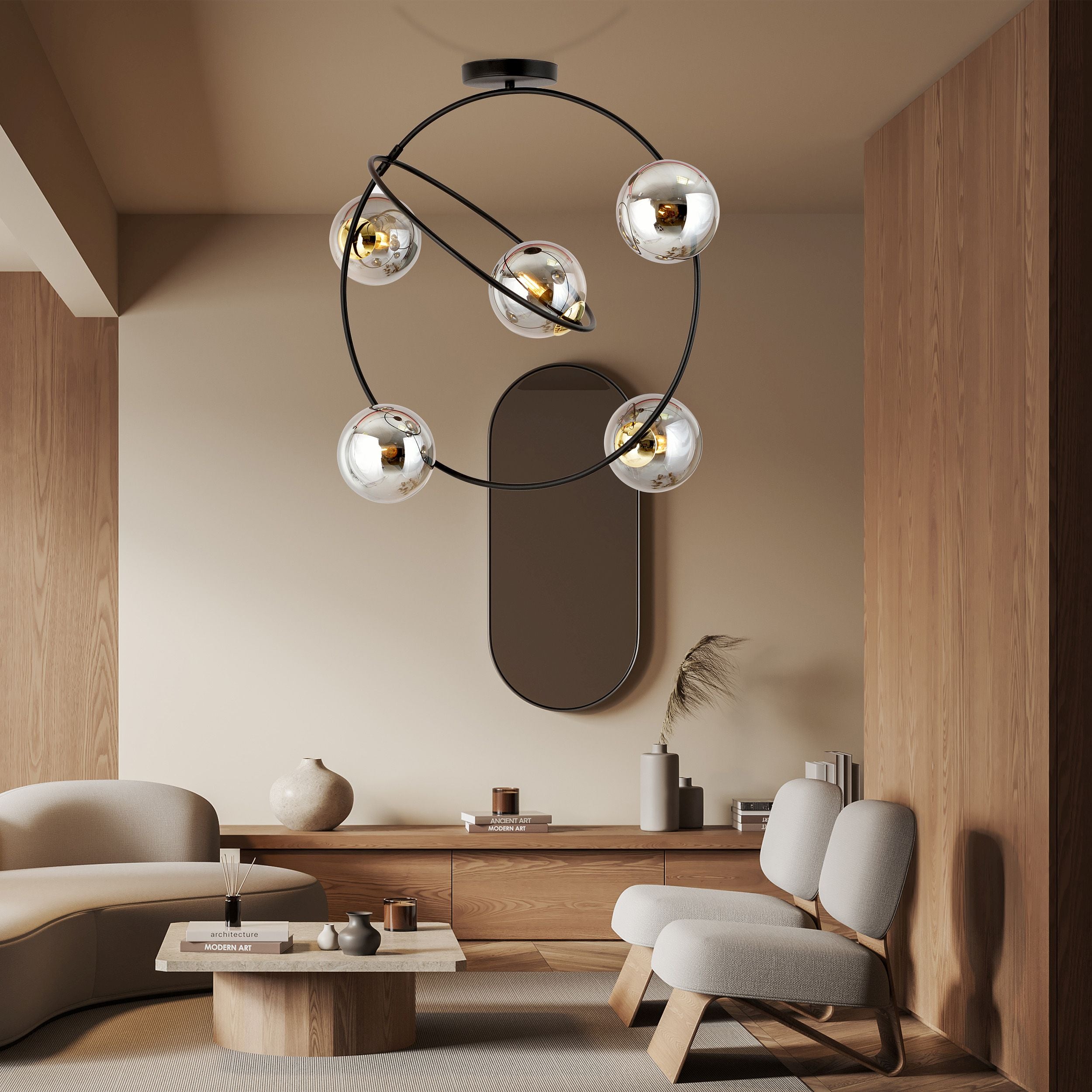 Lampa wisząca Mowella czarno-grafitowa x5