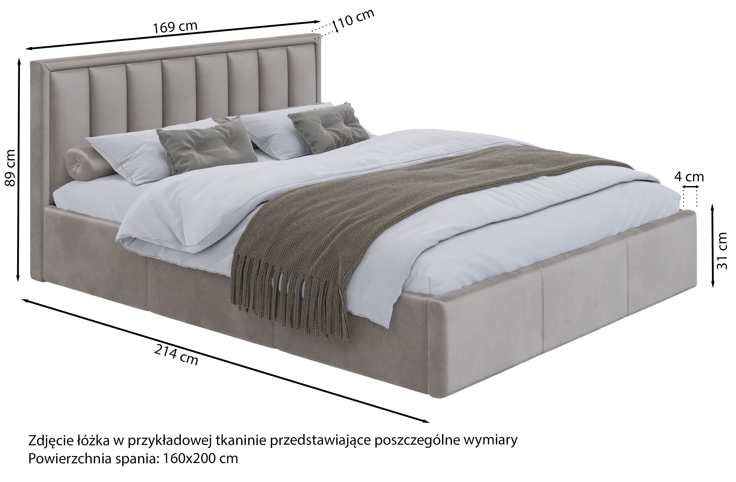 Łóżko tapicerowane 160x200 cm Munno z pojemnikiem i metalowym stelażem granatowy welur