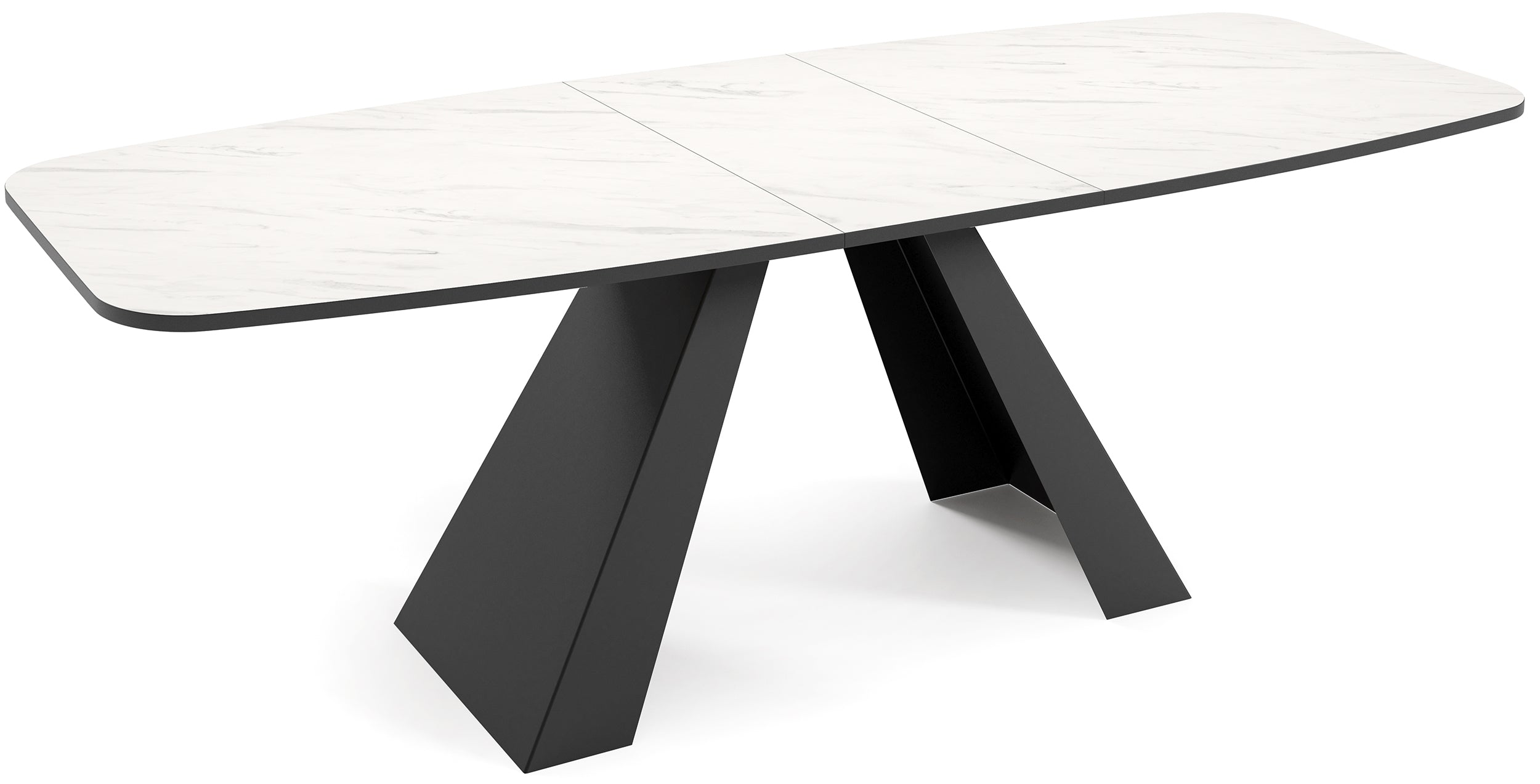 Stół rozkładany do jadalni Ossord 160-198x80 cm Marmur Bianco z czarnymi nogami