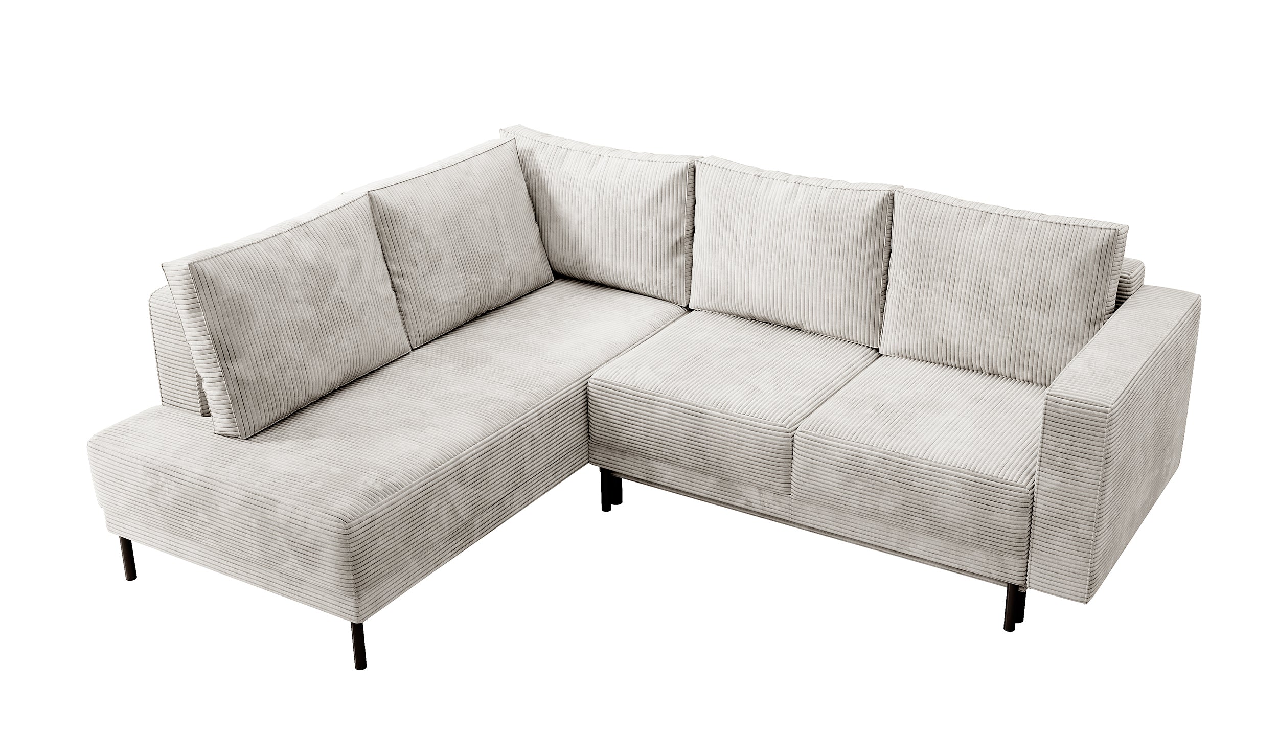 Narożnik Rodario z funkcją spania i pojemnikiem na pościel szarobeżowy sztruks lewostronny