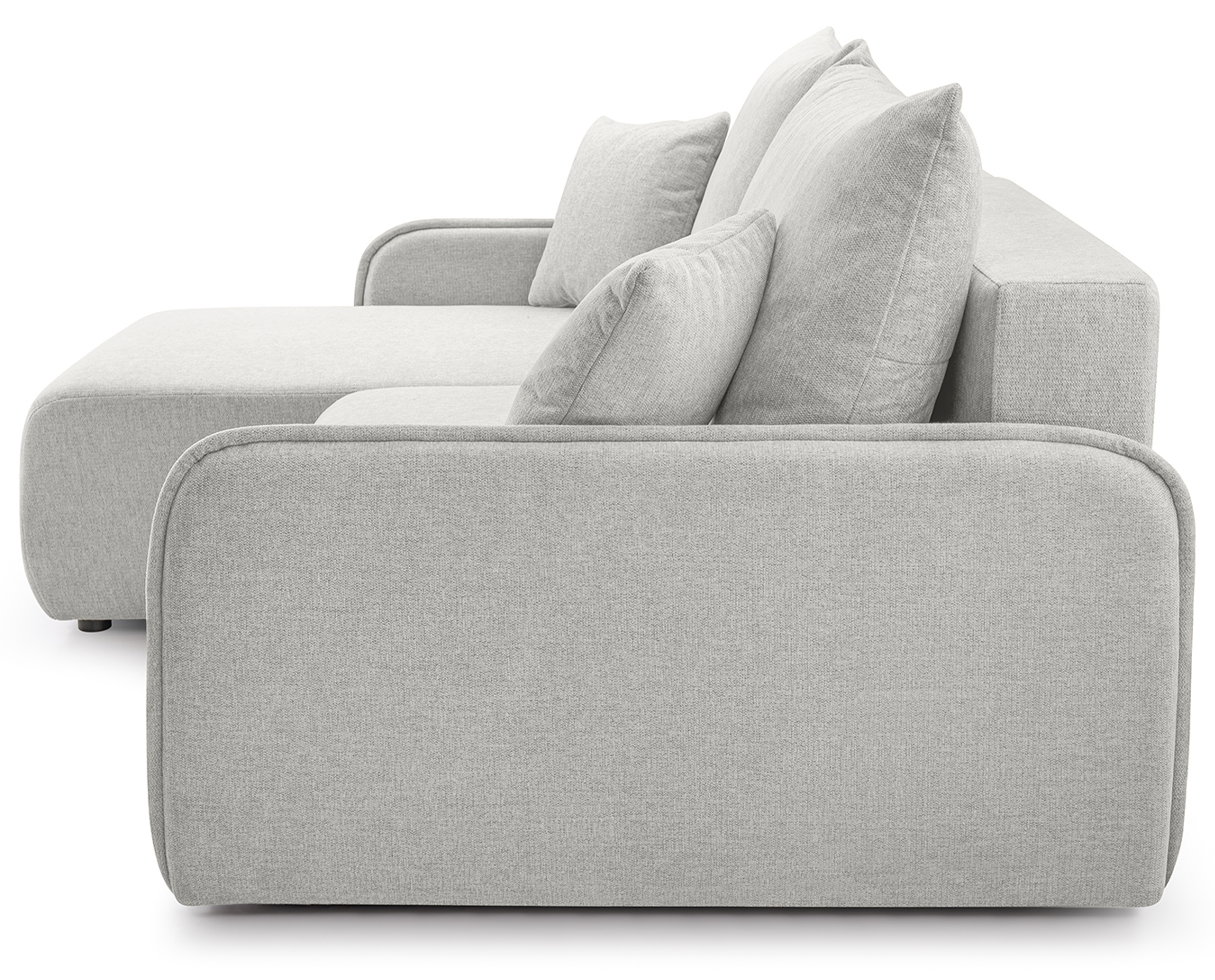 Narożnik z funkcją spania Netarro L-kształtny lewostronny z pojemnikiem szarobeżowy szenil