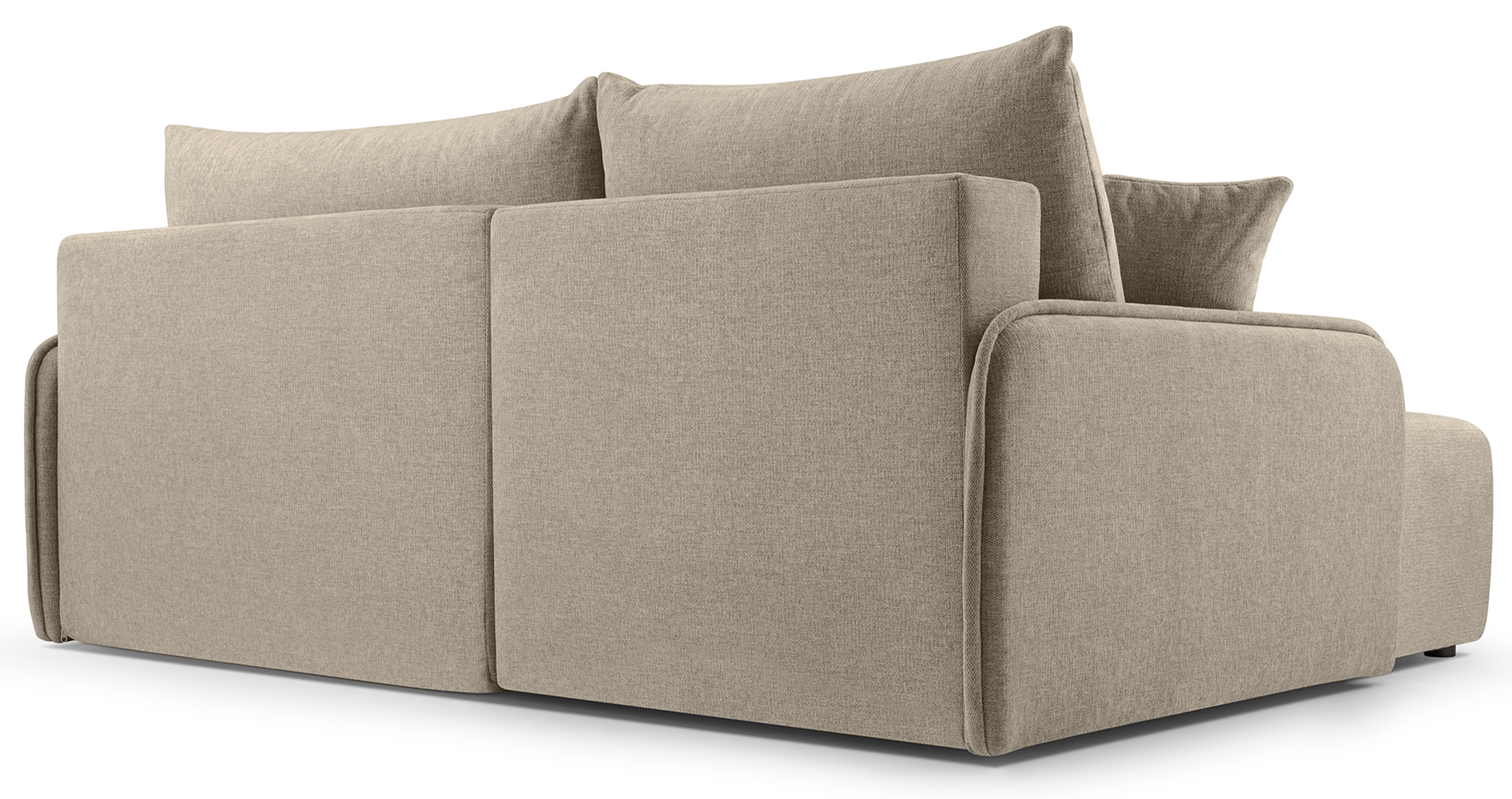 Narożnik z funkcją spania Netarro L-kształtny lewostronny z pojemnikiem ciemnobeżowy szenil