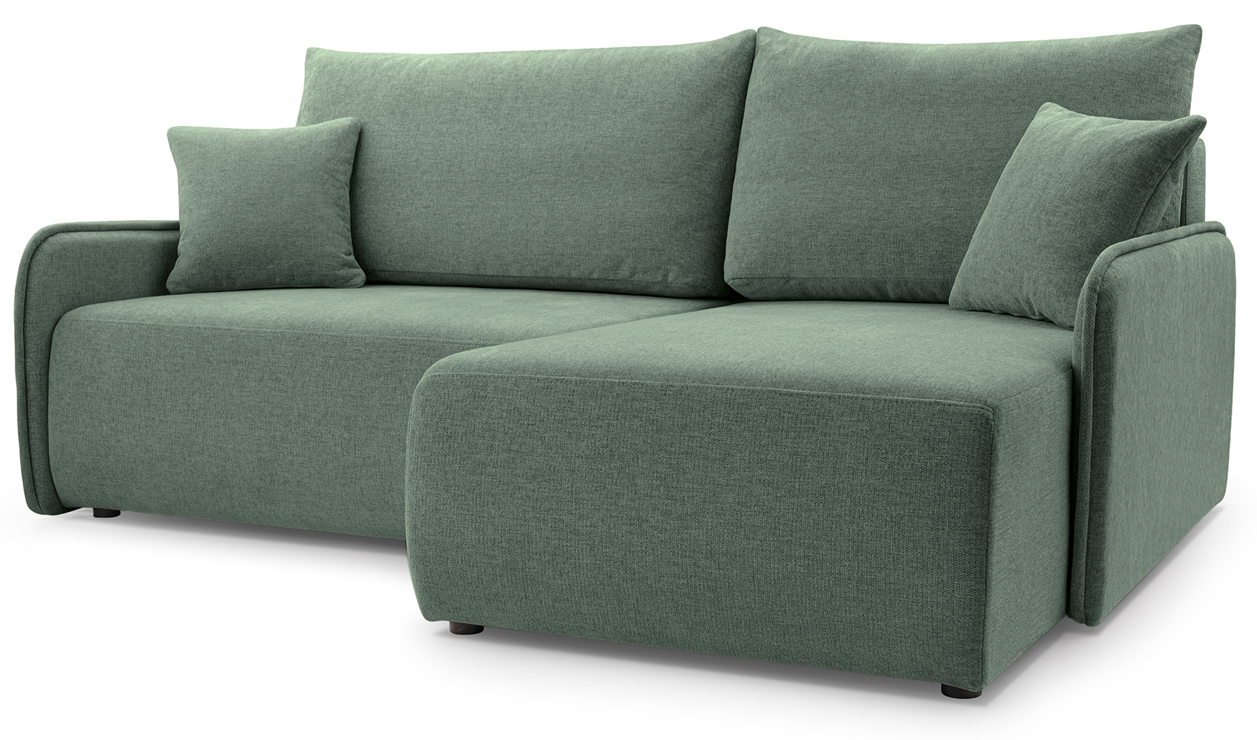 Narożnik z funkcją spania Netarro L-kształtny prawostronny z pojemnikiem szałwiowy szenil