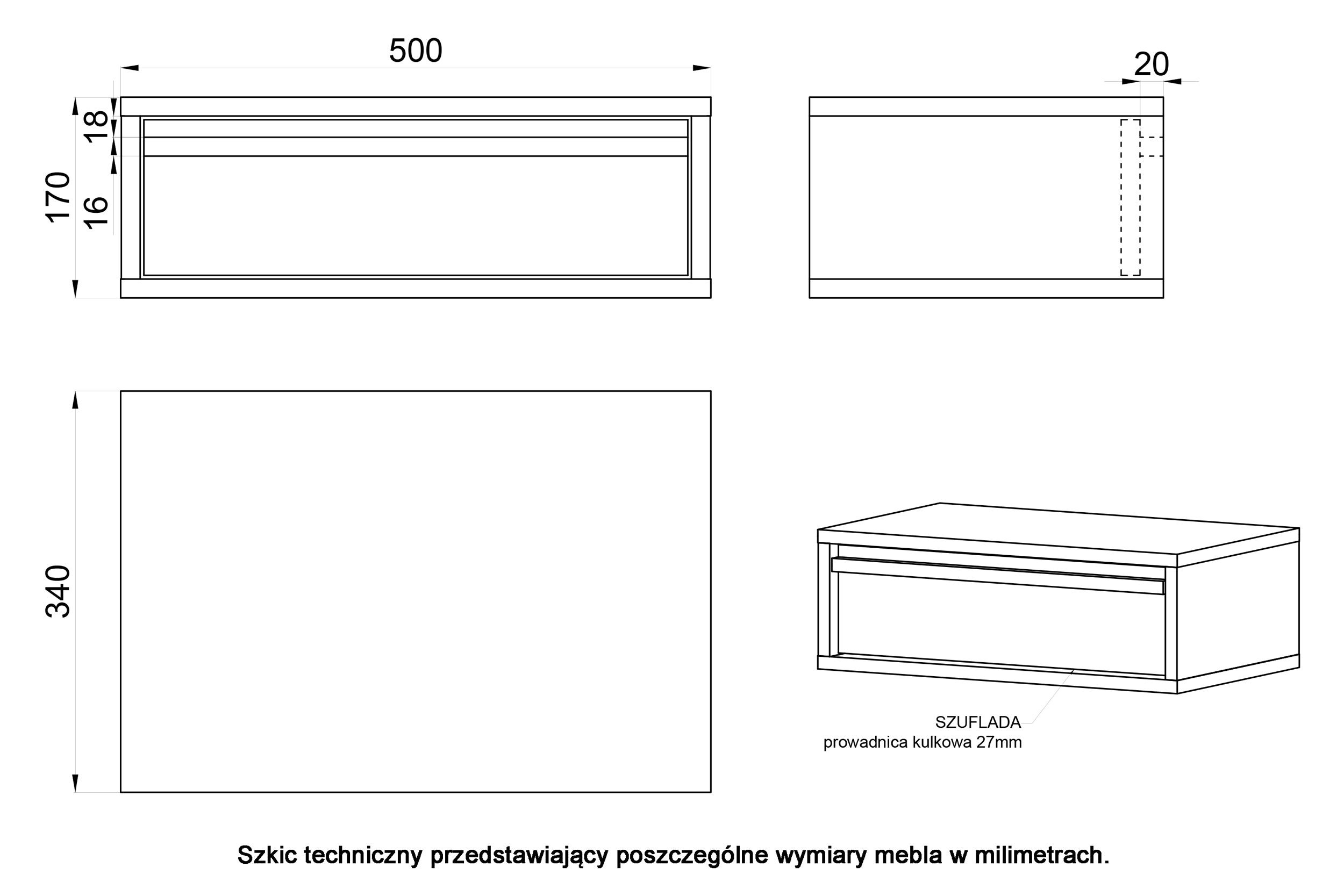Szafka nocna Evo z szufladą i stelażem 50 cm Szałwiowy