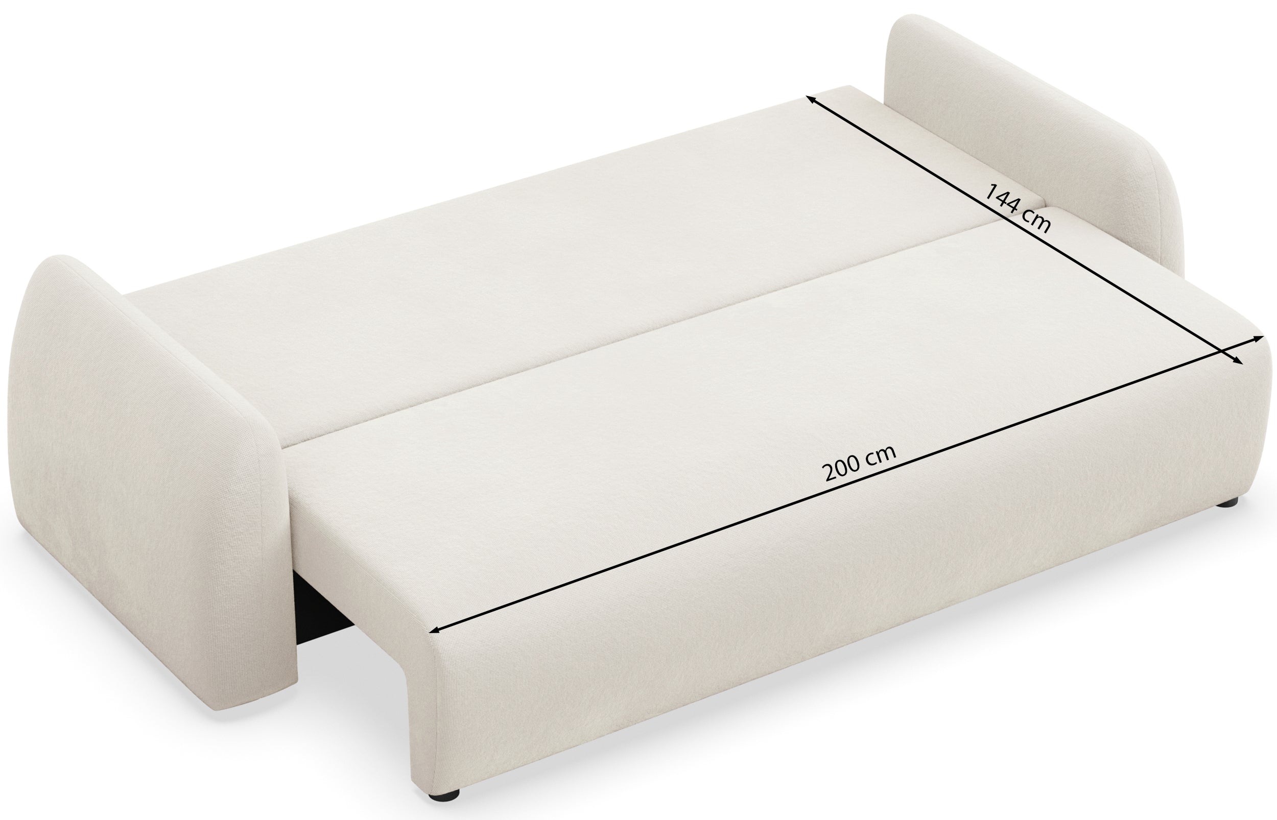 Kanapa rozkładana trzyosobowa Nubelle z pojemnikiem ciemnobeżowa szenil hydrofobowy