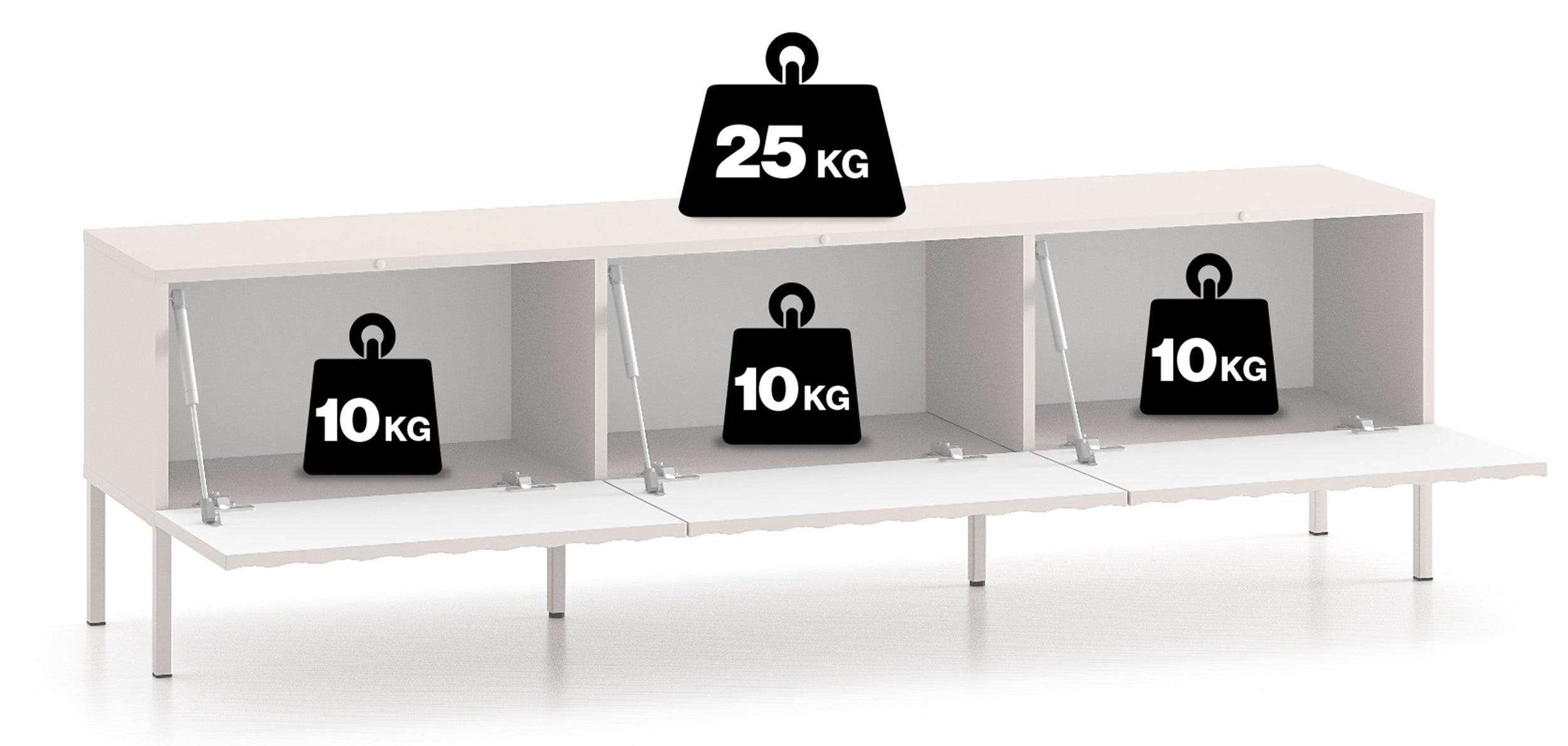 Szafka RTV Derriva z ryflowanymi frontami 170 cm kaszmir