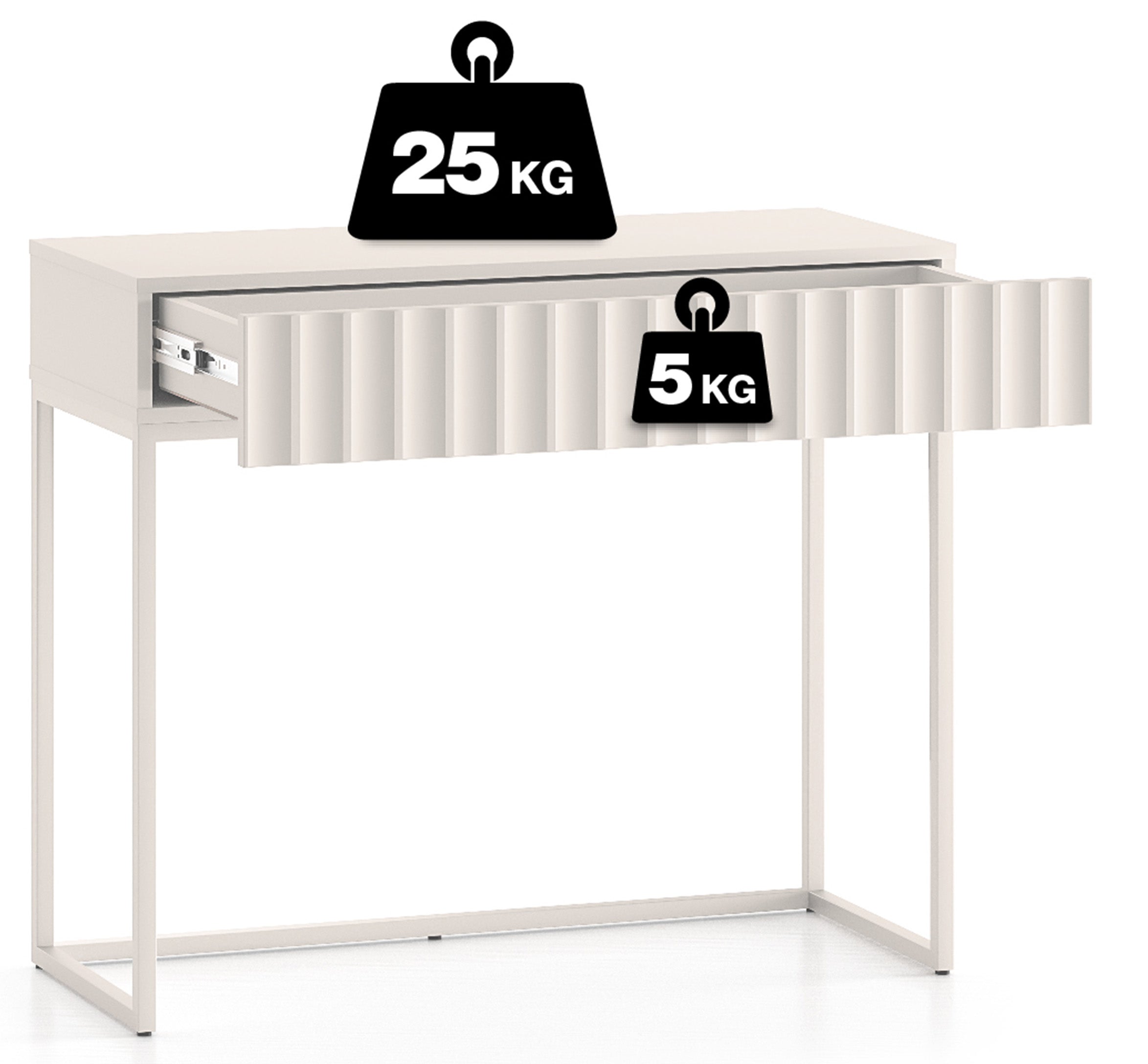 Toaletka Derriva z szufladą i ryflowanymi frontami 91 cm kaszmir