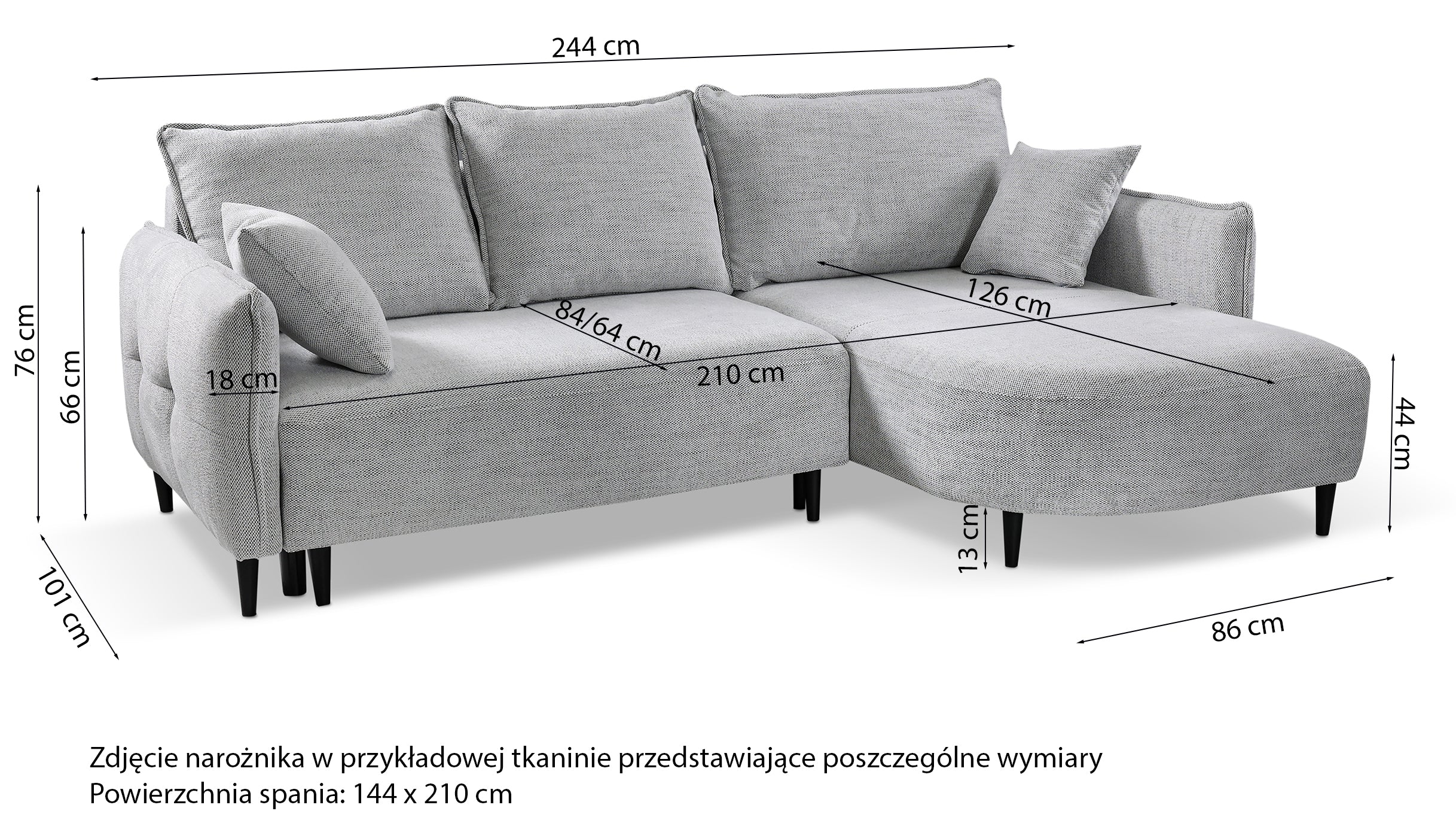 Narożnik z funkcją spania Oblivio mini L-kształtny prawostronny z pojemnikiem granatowy plecionka