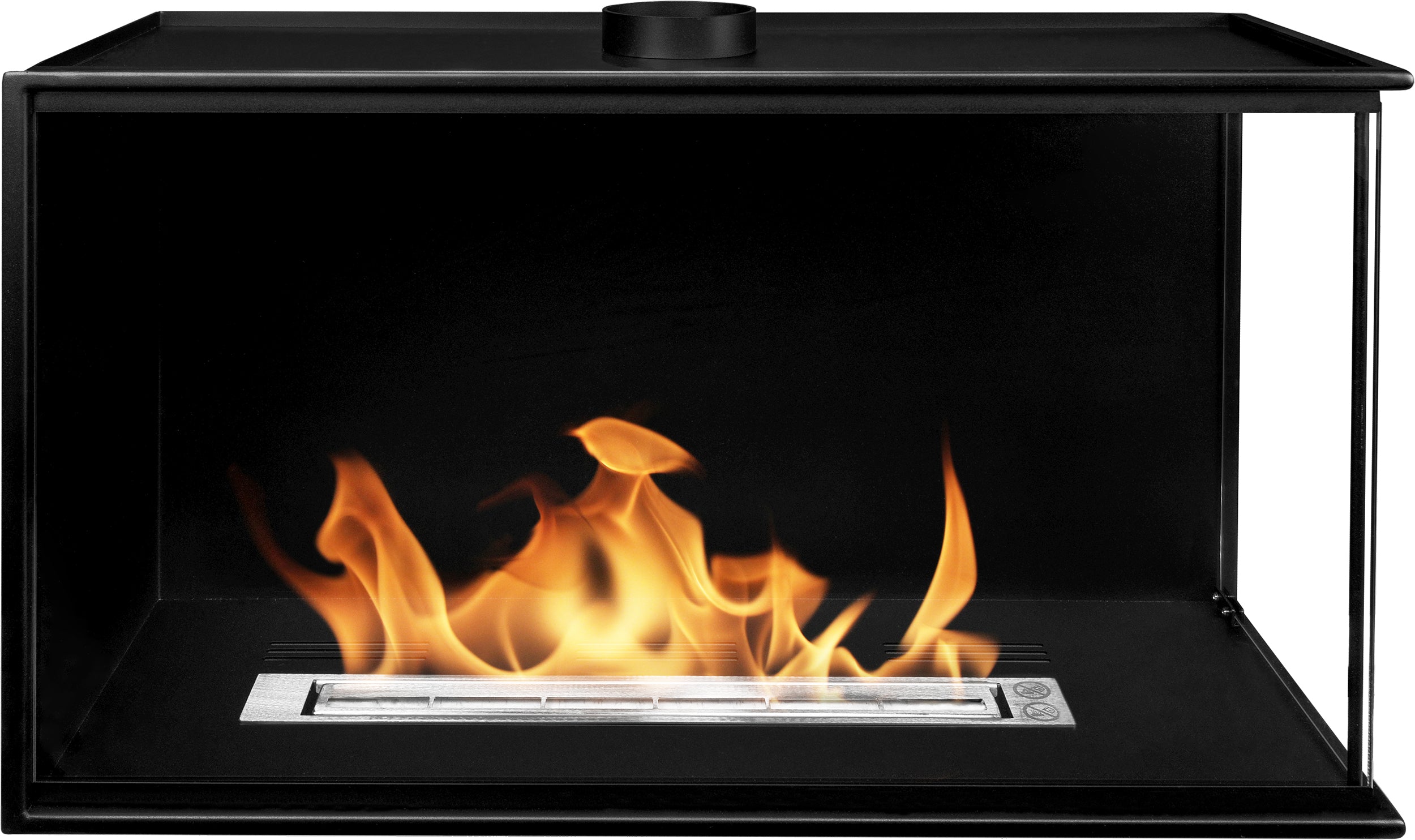 Biokominek do zabudowy Obvingy 80x50x30 cm prawy czarny strukturalny